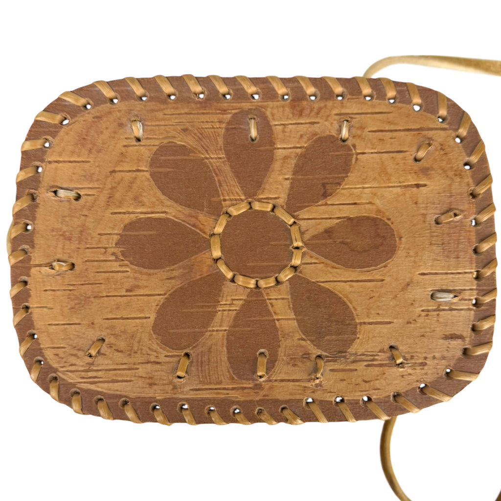 Vintage Atikamekw Birch Bark Rogan Box Indigenous Lidded Container Manawan, Quebec