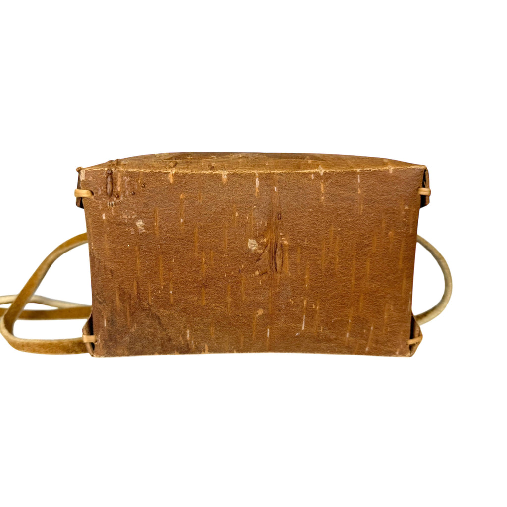 Vintage Atikamekw Birch Bark Rogan Box Indigenous Lidded Container Manawan, Quebec