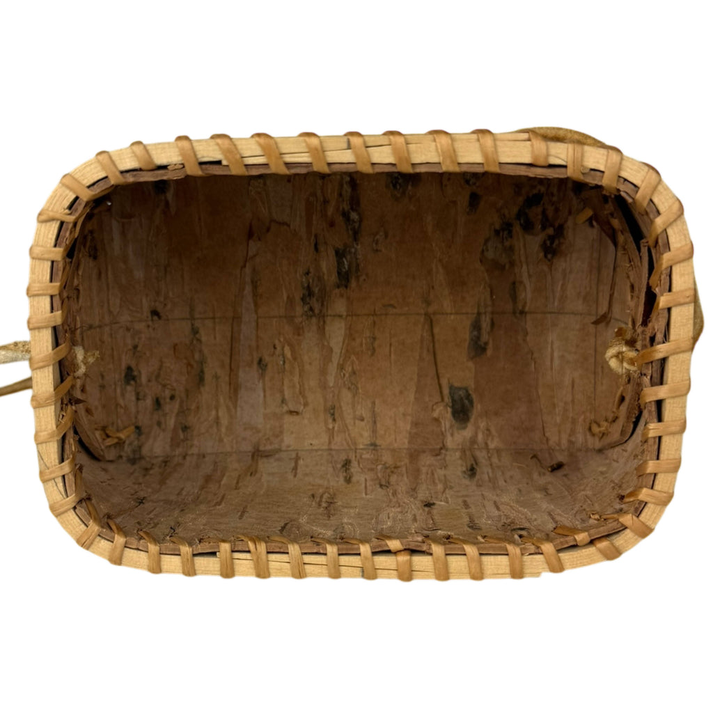 Vintage Atikamekw Birch Bark Rogan Box Indigenous Lidded Container Manawan, Quebec