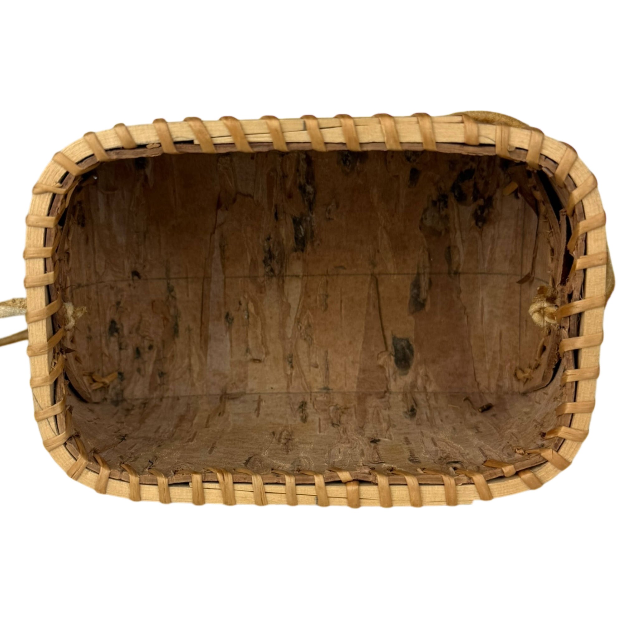 Vintage Atikamekw Birch Bark Rogan Box Indigenous Lidded Container Manawan, Quebec