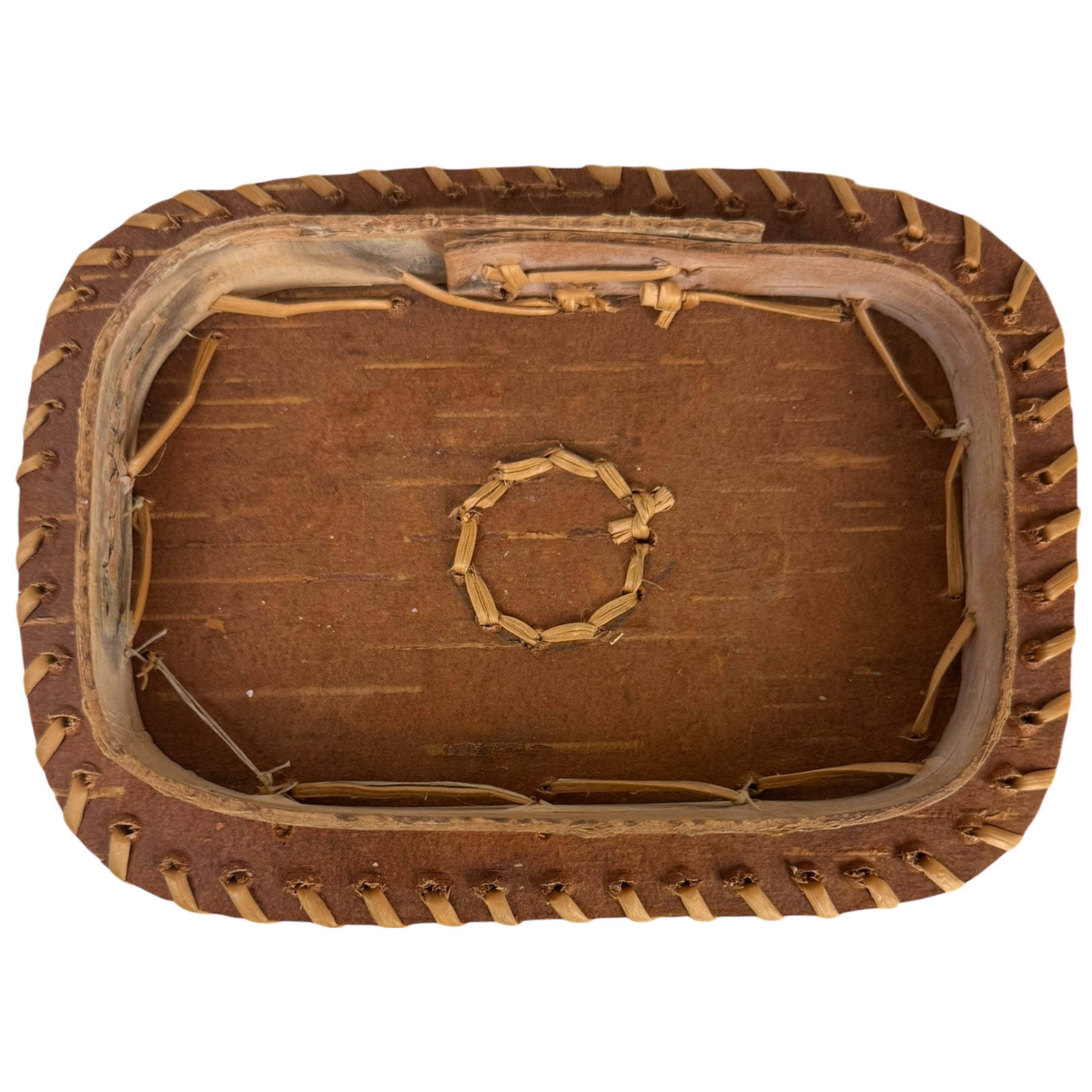 Vintage Atikamekw Birch Bark Rogan Box Indigenous Lidded Container Manawan, Quebec