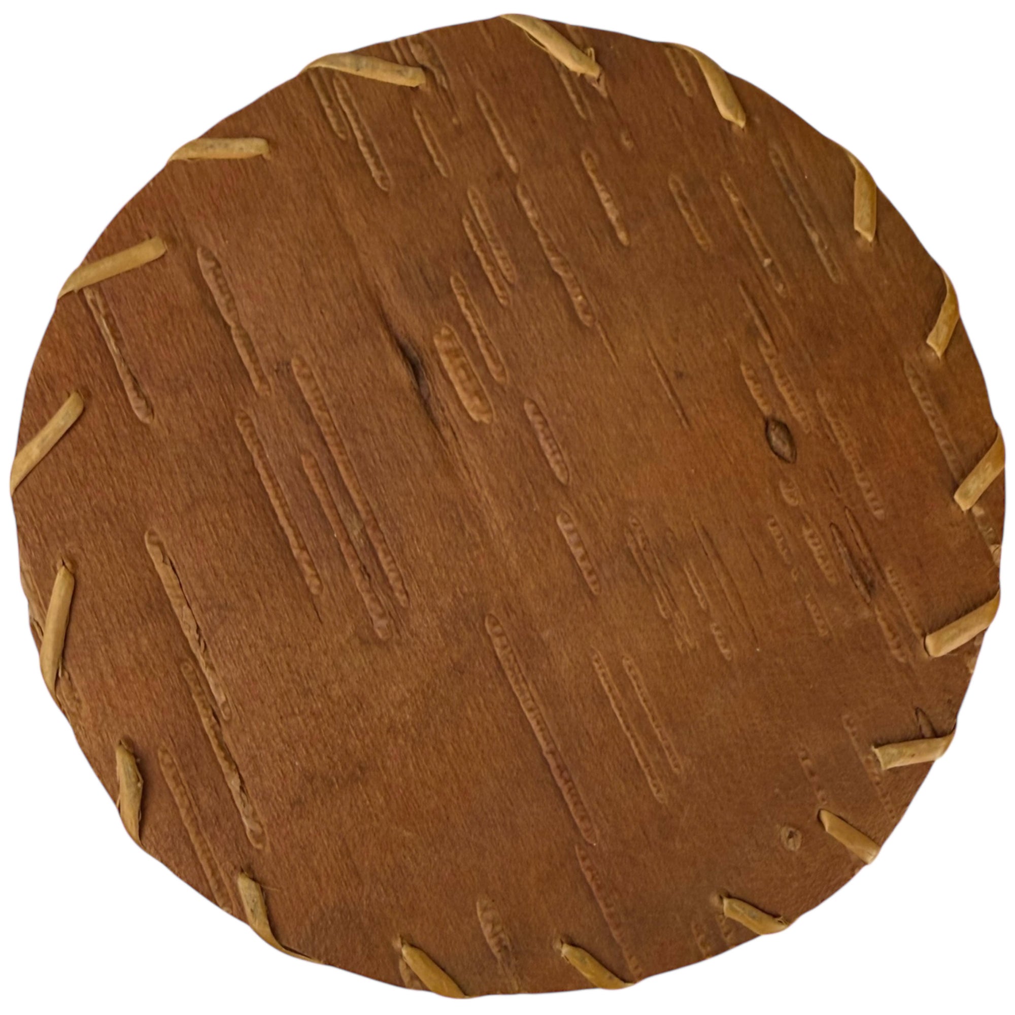 Vintage Attikamekw Birchbark Lidded Box with Cut Bark Motif, Woodland Indigenous Craft