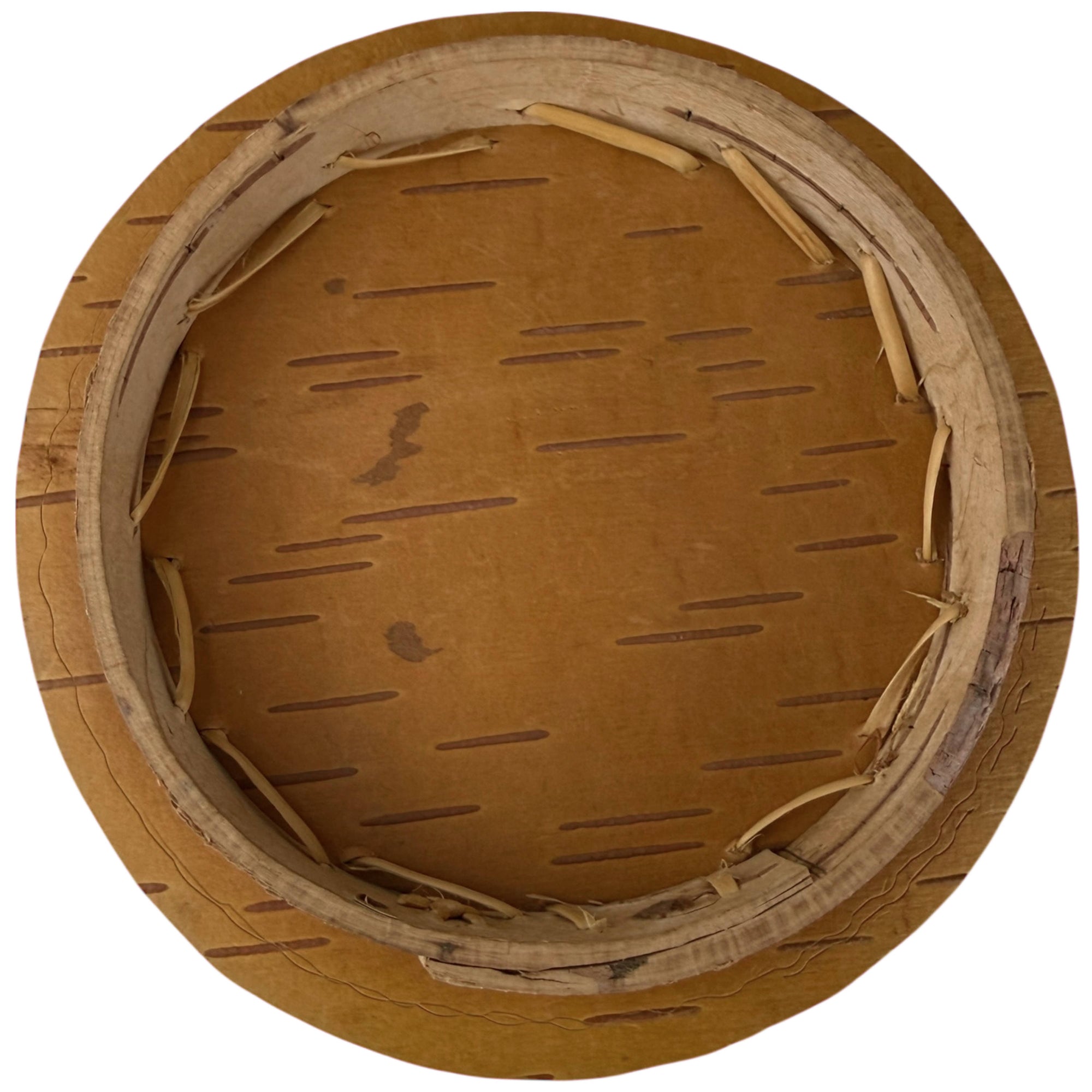 Vintage Attikamekw Birchbark Lidded Box with Cut Bark Motif, Woodland Indigenous Craft