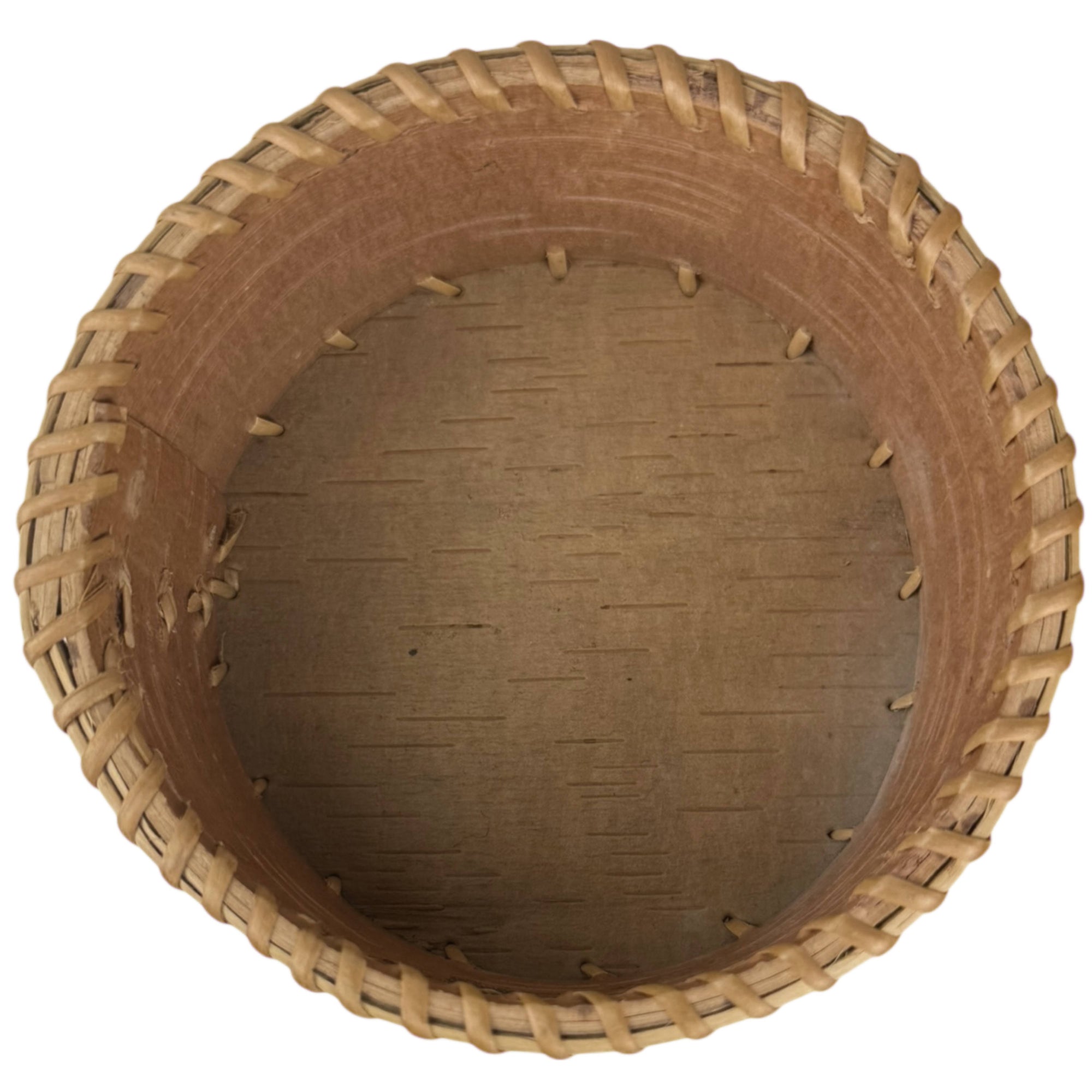 Vintage Attikamekw Birchbark Lidded Box with Cut Bark Motif, Woodland Indigenous Craft