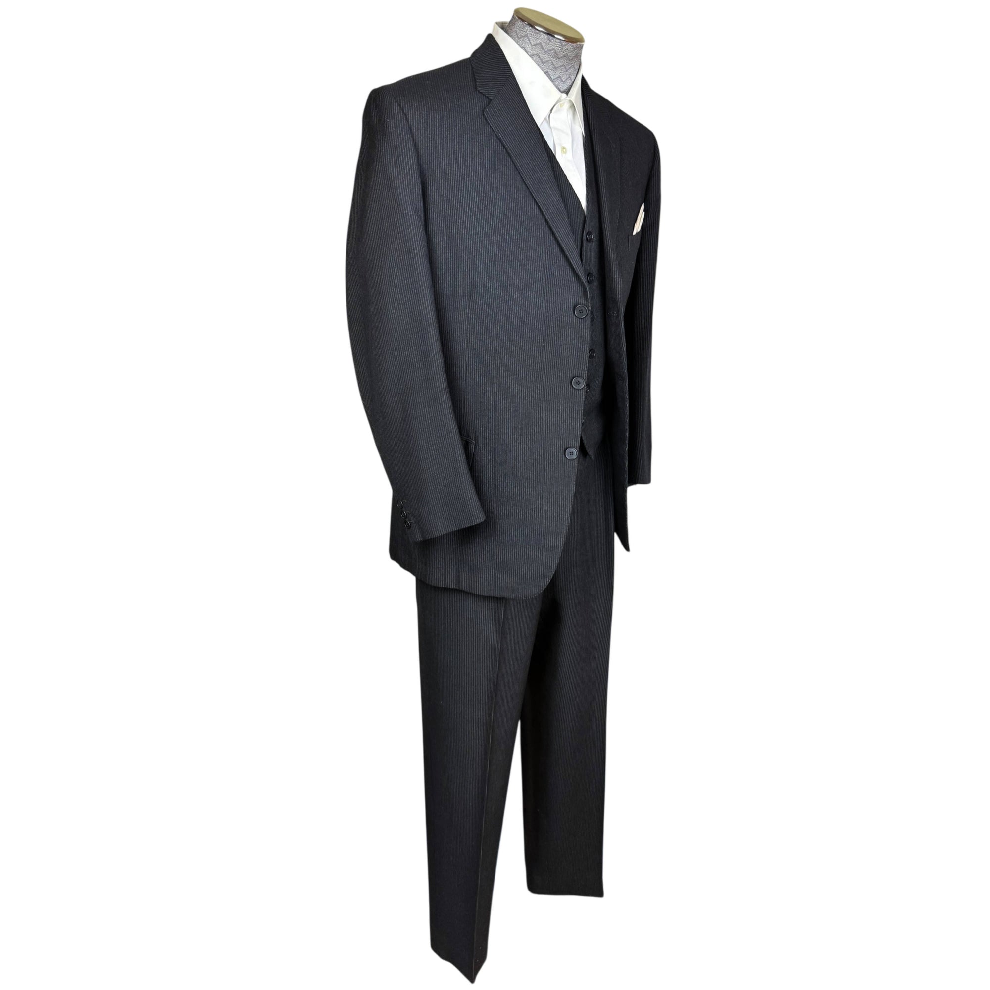 Side view of vintage 1968 Austin Reed bespoke 3 piece suit London