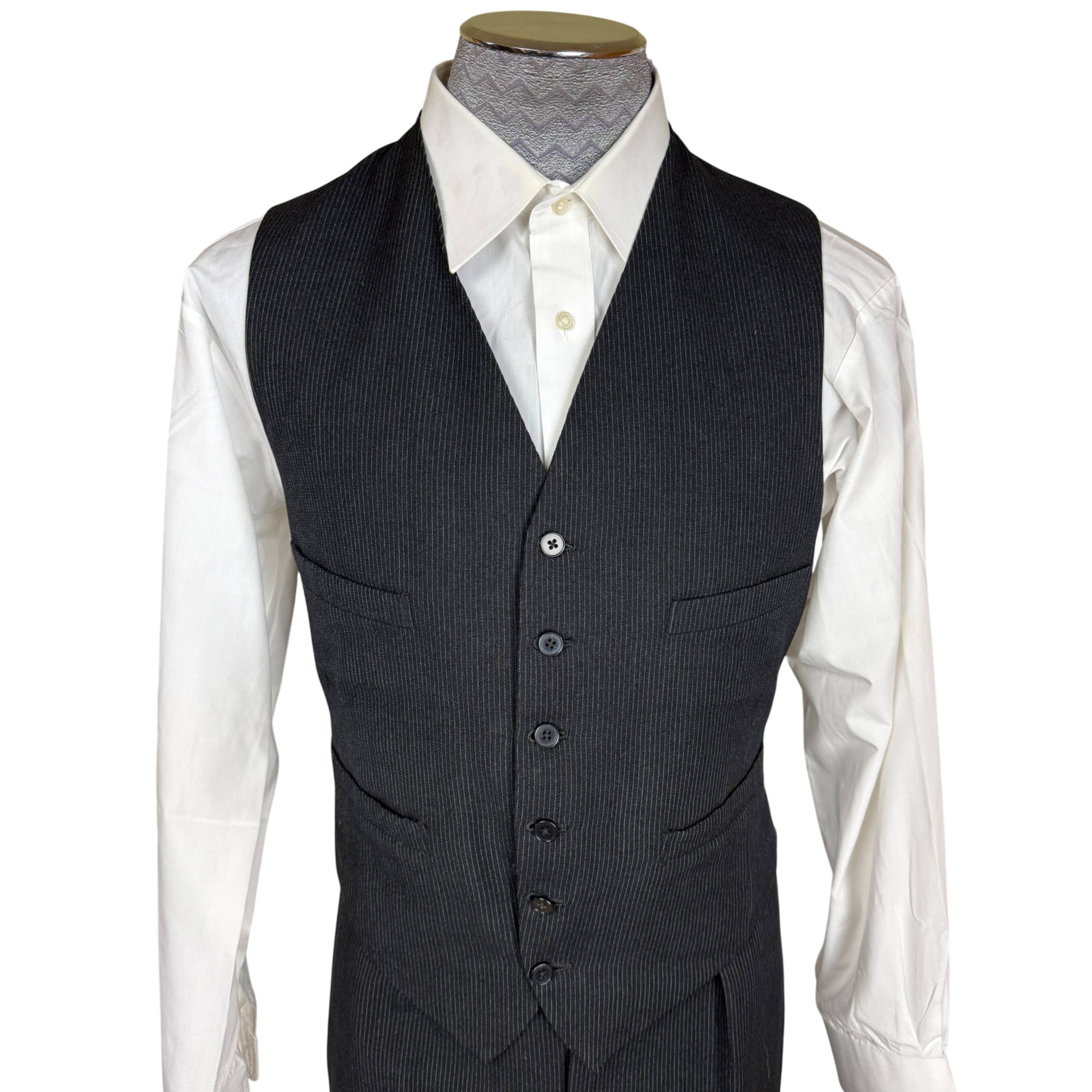 Close up of vest of Vintage 1968 Austin Reed bespoke 3 piece suit London