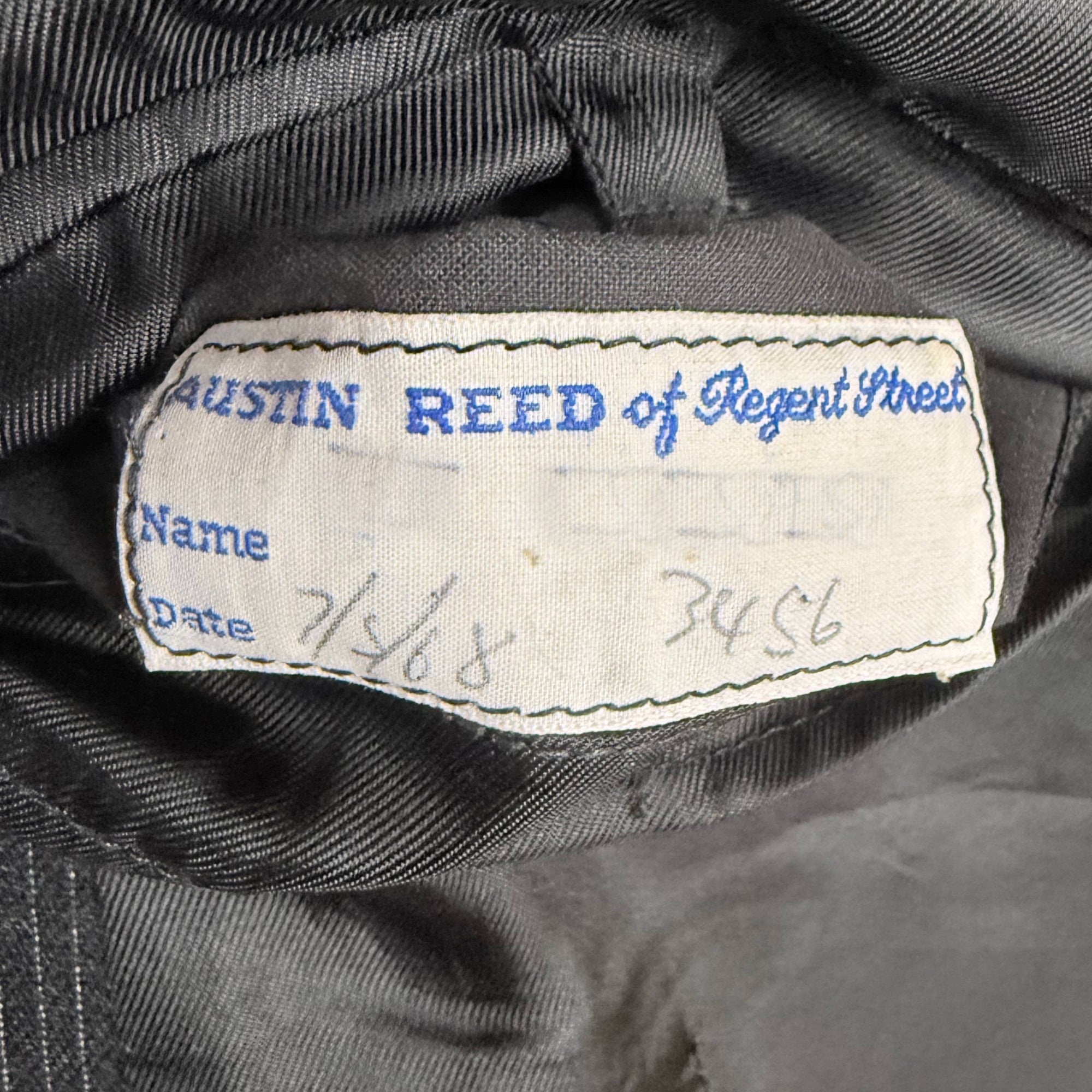 Austin Reed bespoke suit label dated 1968