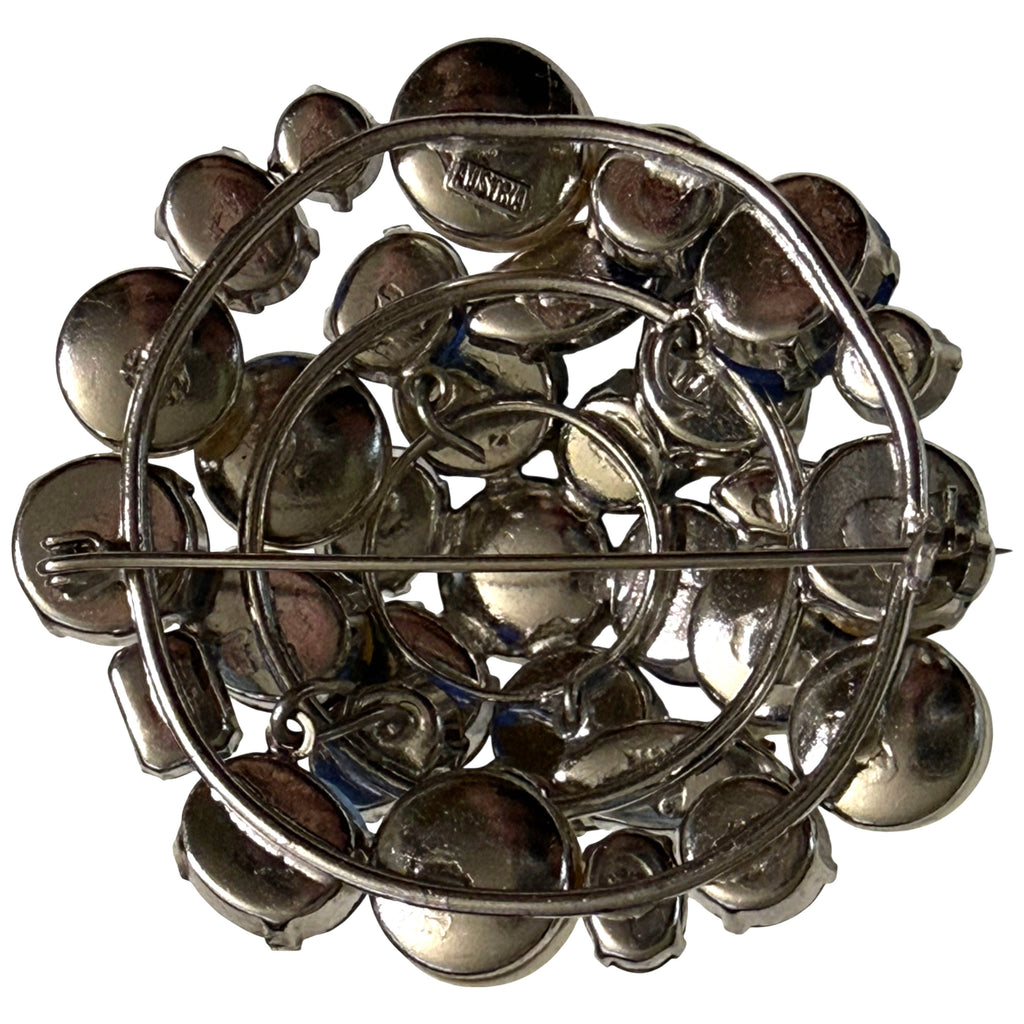 Reverse of vintage Austrian rhinestone brooch with pin fitting