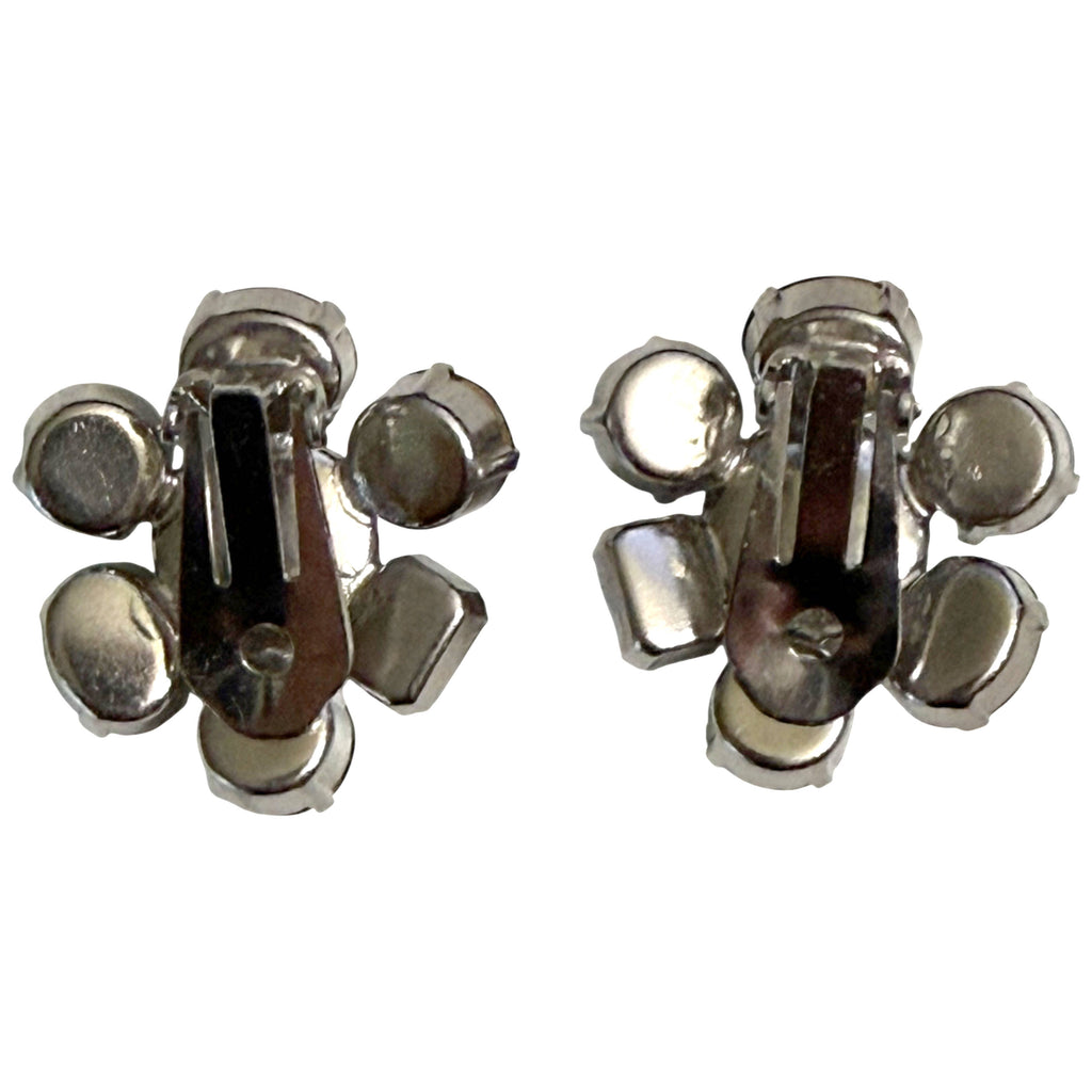 Reverse of vintage Austrian clip-on rhinestone earrings