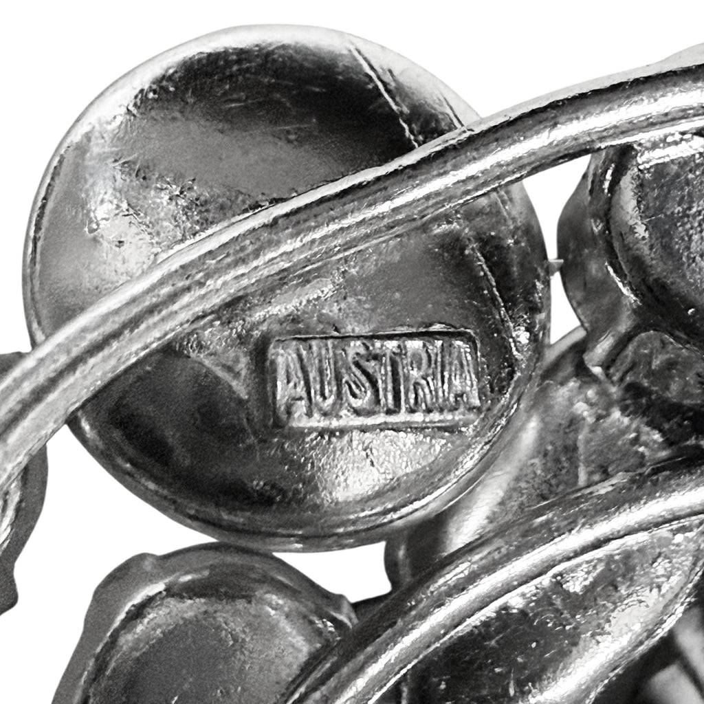 Austria mark on reverse of vintage rhinestone brooch