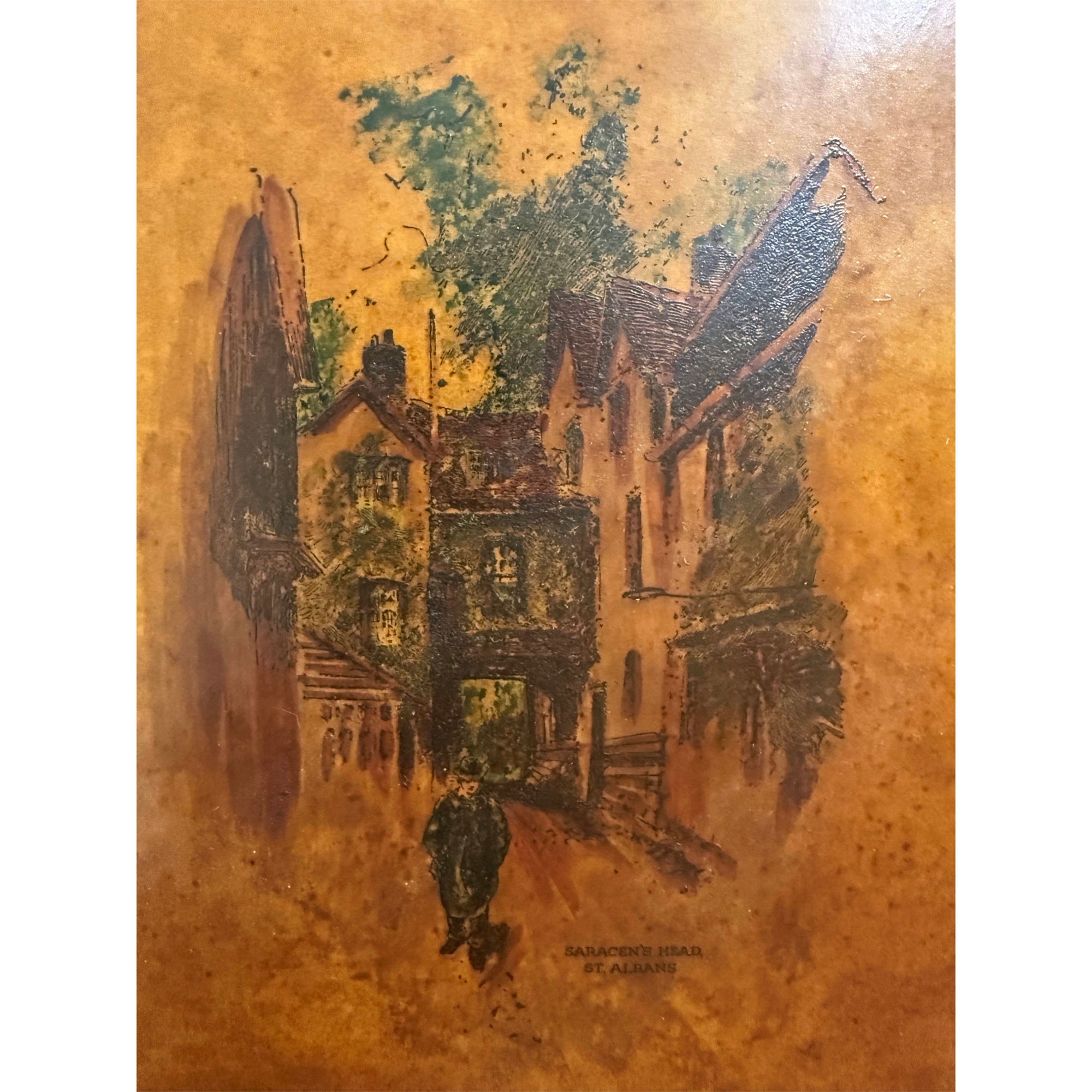 saracen's head scene on 1930s lamp shade