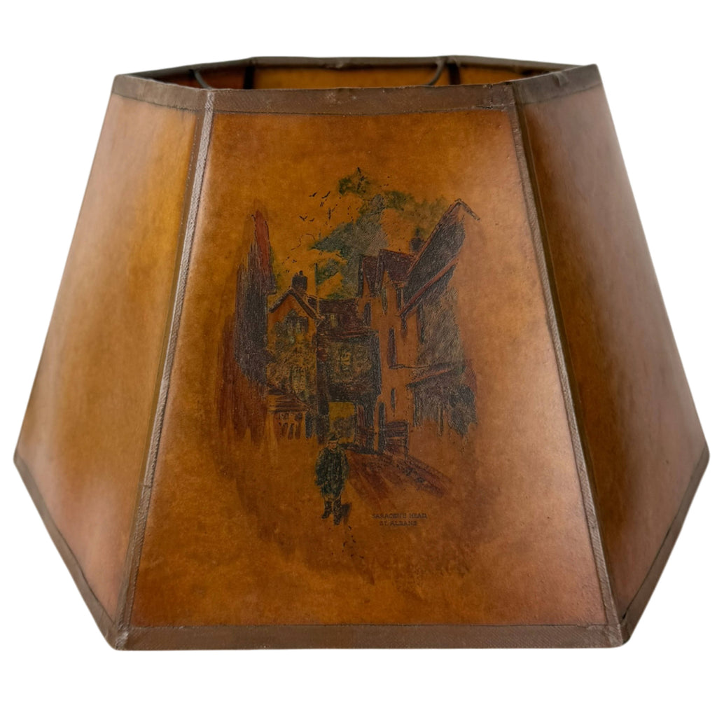 Vintage 1930s Baetz Bros Parchment Lampshade Saracen's Head St Albans England