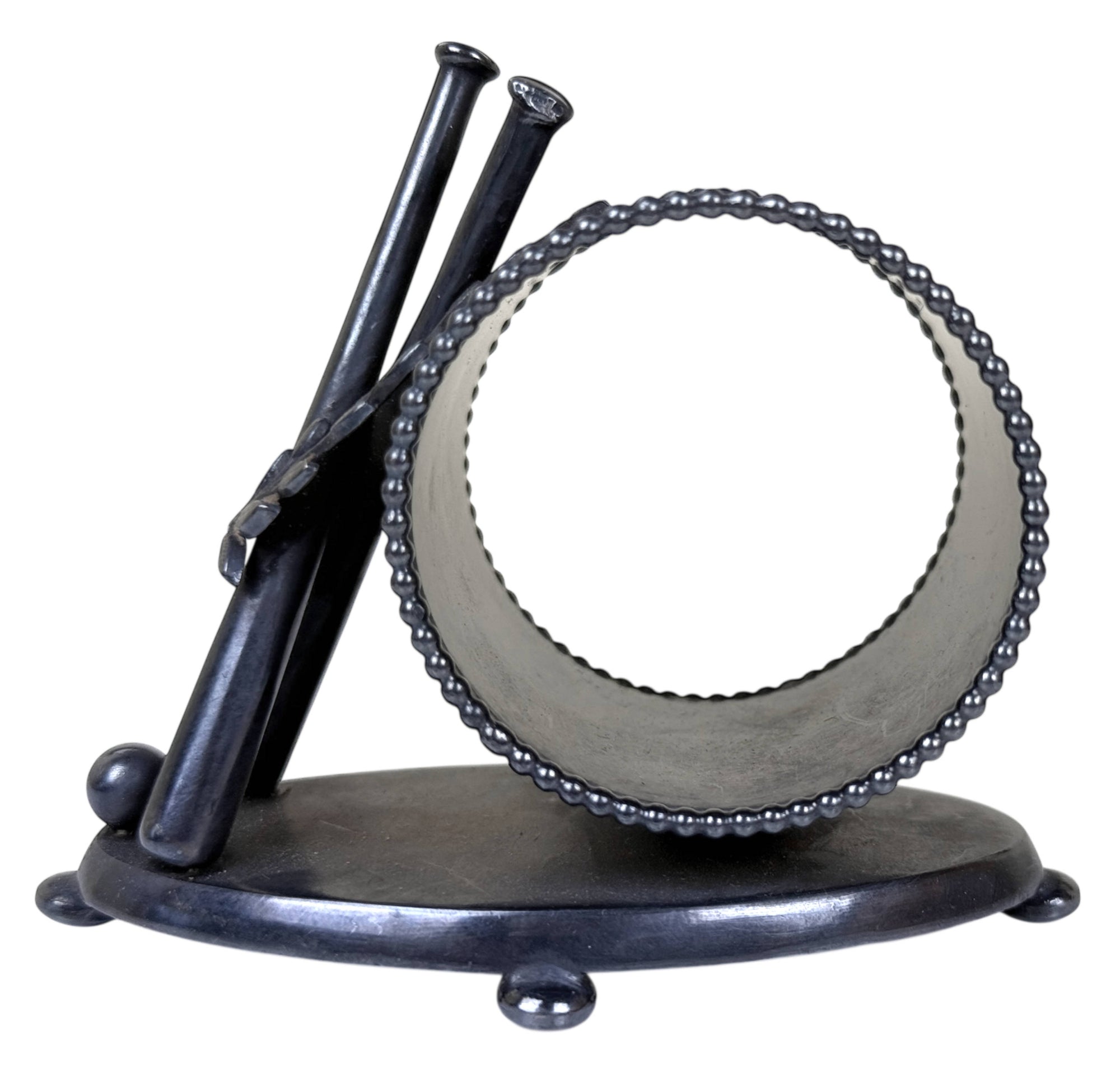 Rare Antique Baseball Napkin Ring Meriden No. 659 Silver Plate w Crossed Bats & Ball