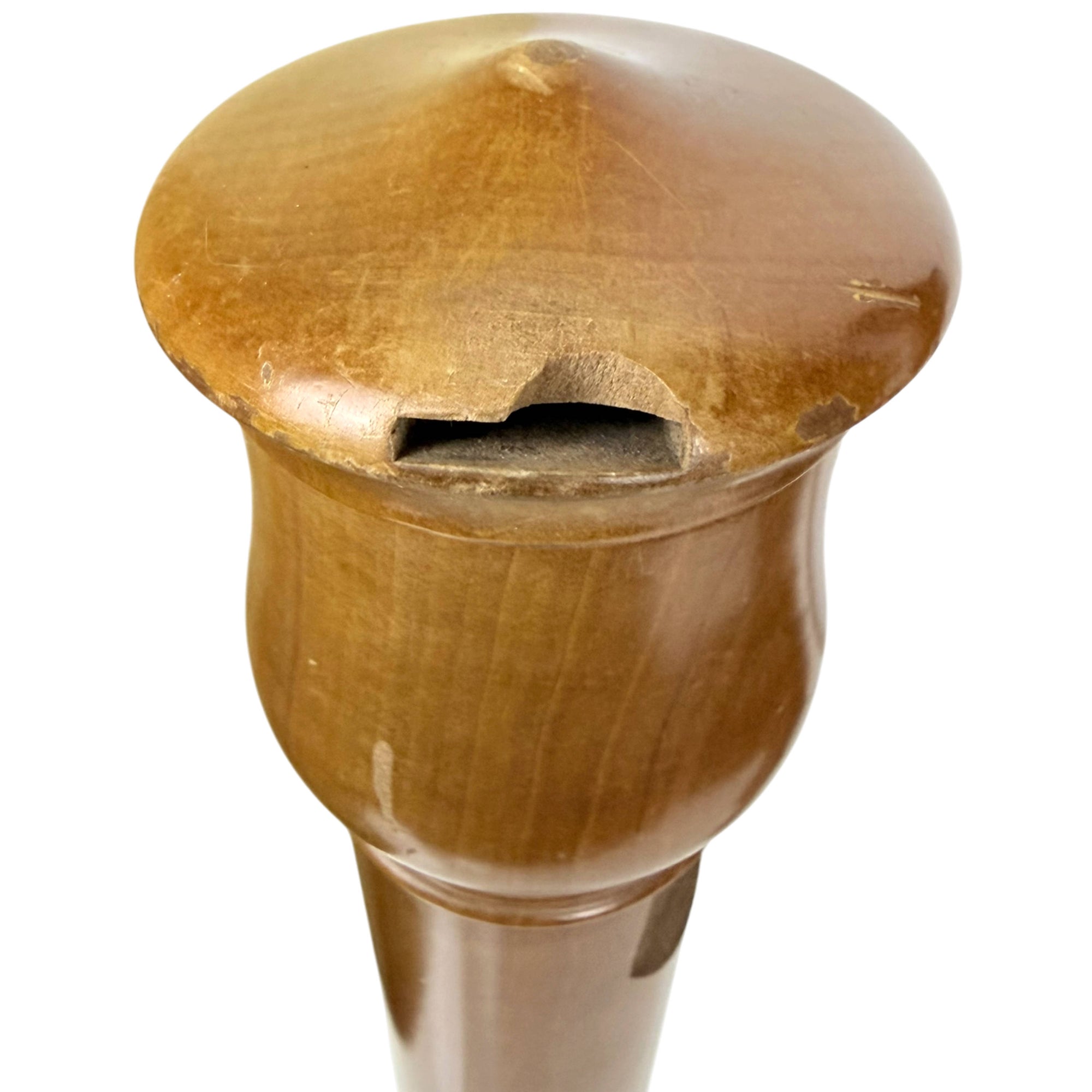 chipped cap on 19th century bass recorder
