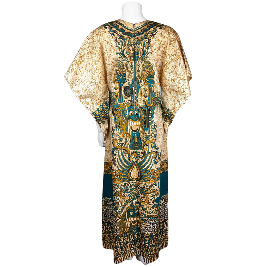 Vintage 1970s Kaftan Batik Semar Indonesia Caftan Size L'