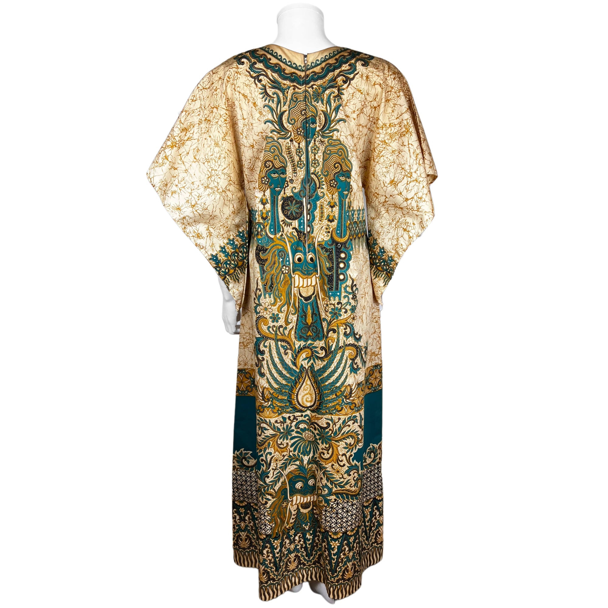 Vintage 1970s Kaftan Batik Semar Indonesia Caftan Size L'