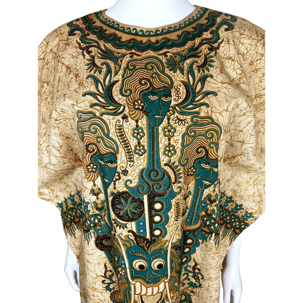 Vintage 1970s Kaftan Batik Semar Indonesia Caftan Size L