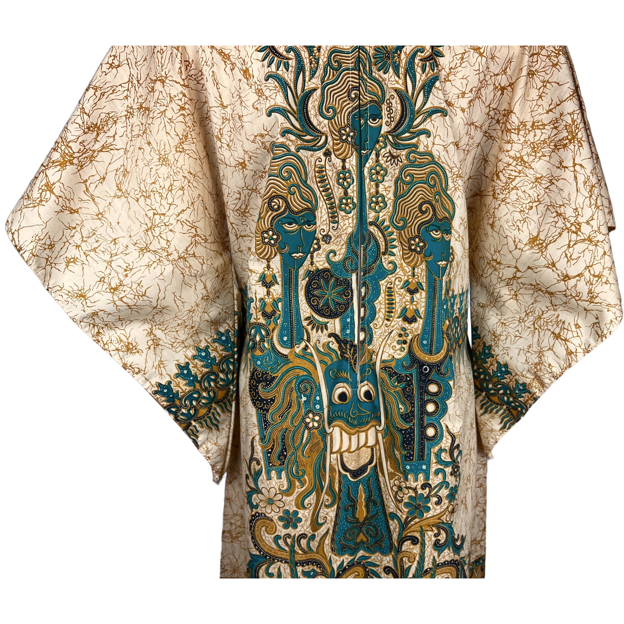 Vintage 1970s Kaftan Batik Semar Indonesia Caftan Size L