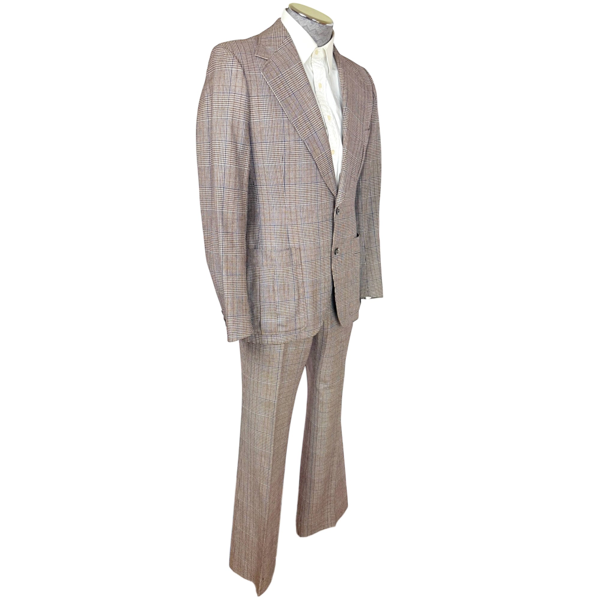 Vintage 1970s Suit Glen Plaid Wool Bayard-Elysées Paris France