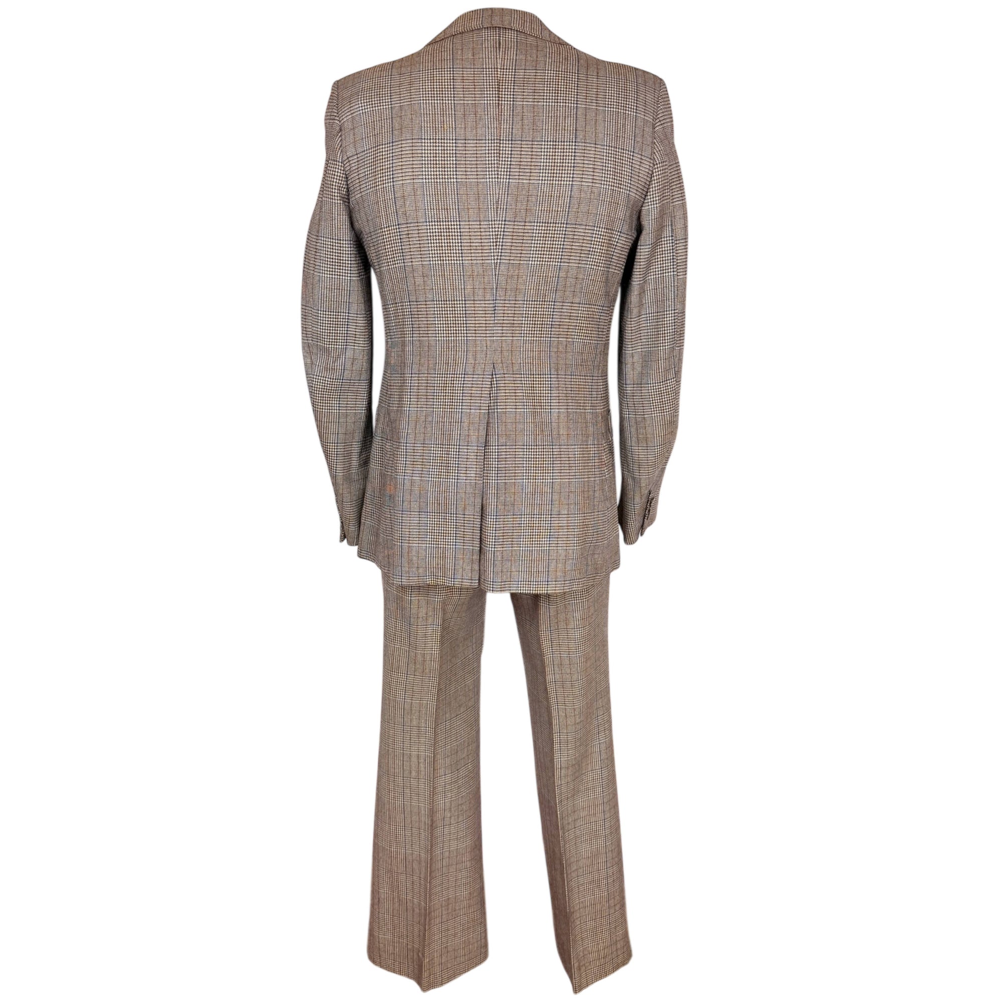 Vintage 1970s Suit Glen Plaid Wool Bayard-Elysées Paris France