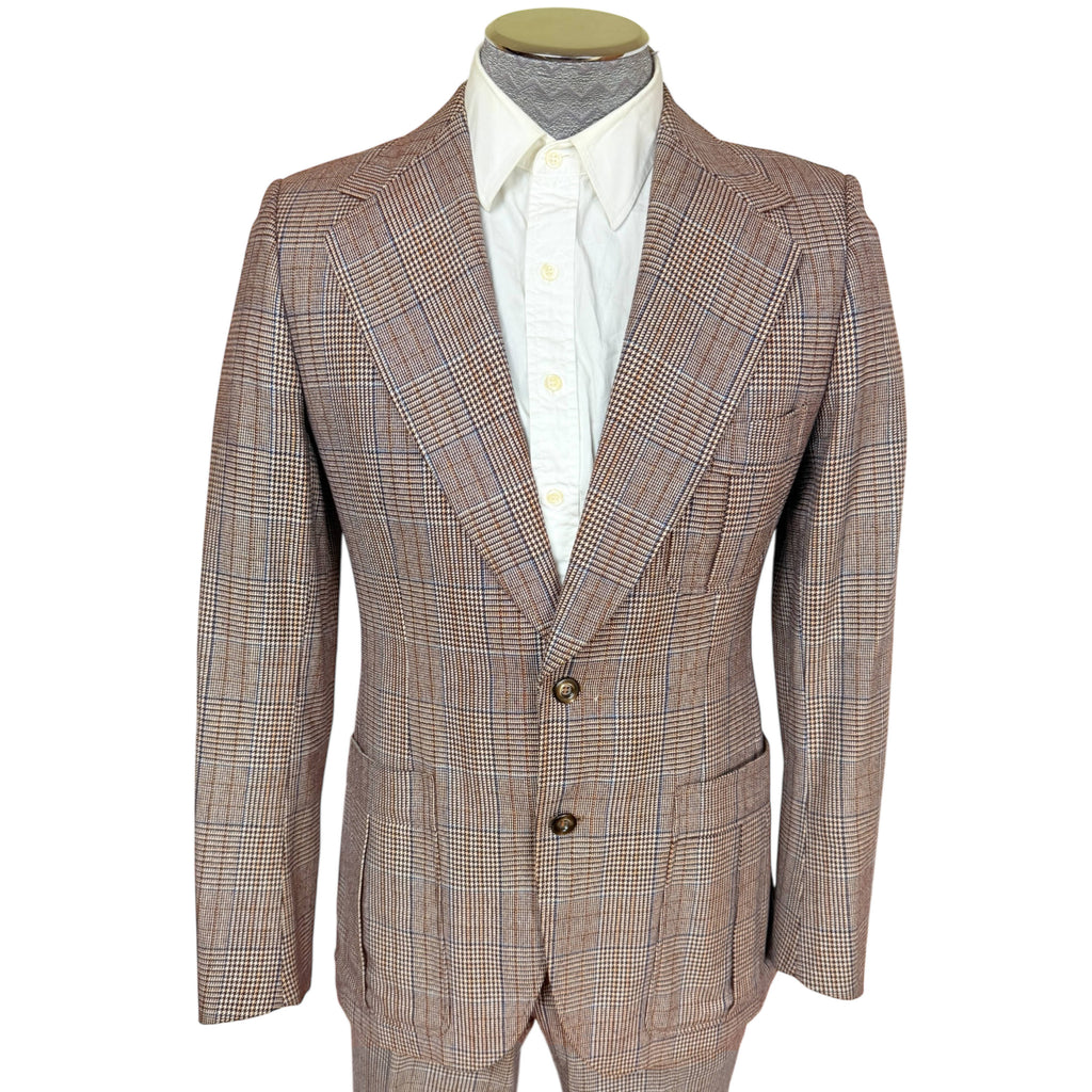 Vintage 1970s Suit Glen Plaid Wool Bayard-Elysées Paris France