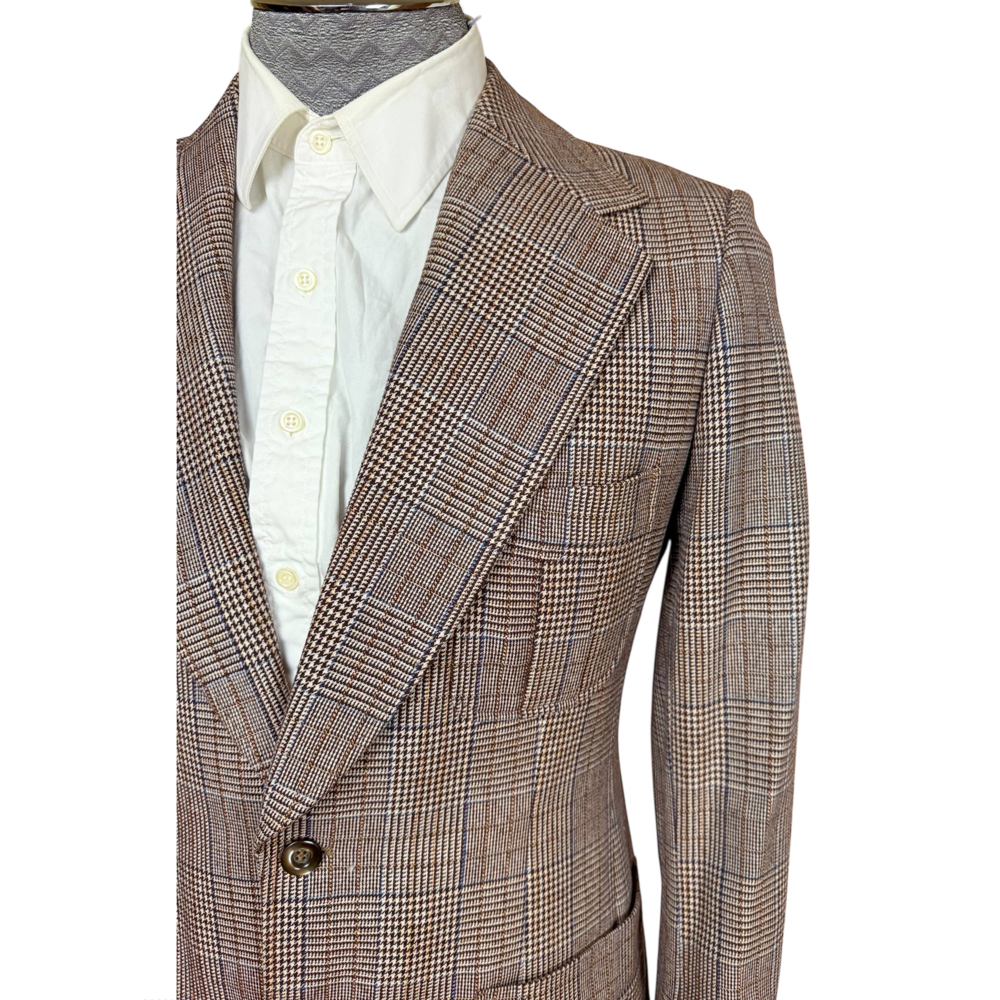 Vintage 1970s Suit Glen Plaid Wool Bayard-Elysées Paris France