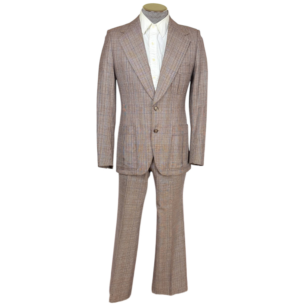 Vintage 1970s Suit Glen Plaid Wool Bayard-Elysées Paris France