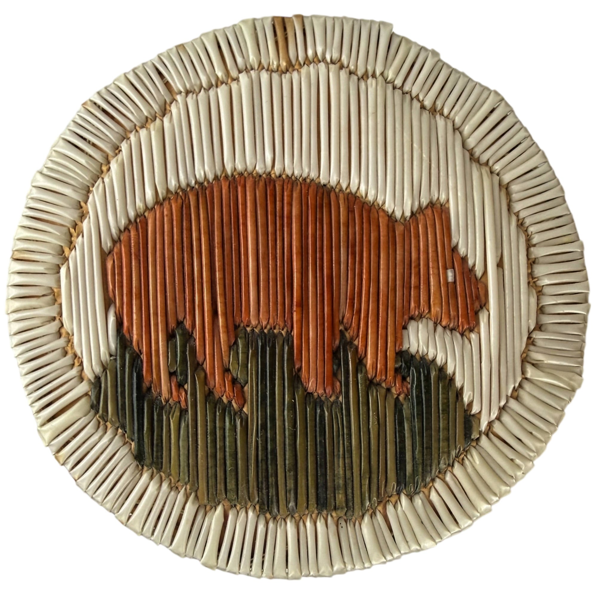 Vintage Porcupine Quill Birch Bark Box with Bear Motif Anishinaabe Indigenous Quillwork Canada c. 1950s