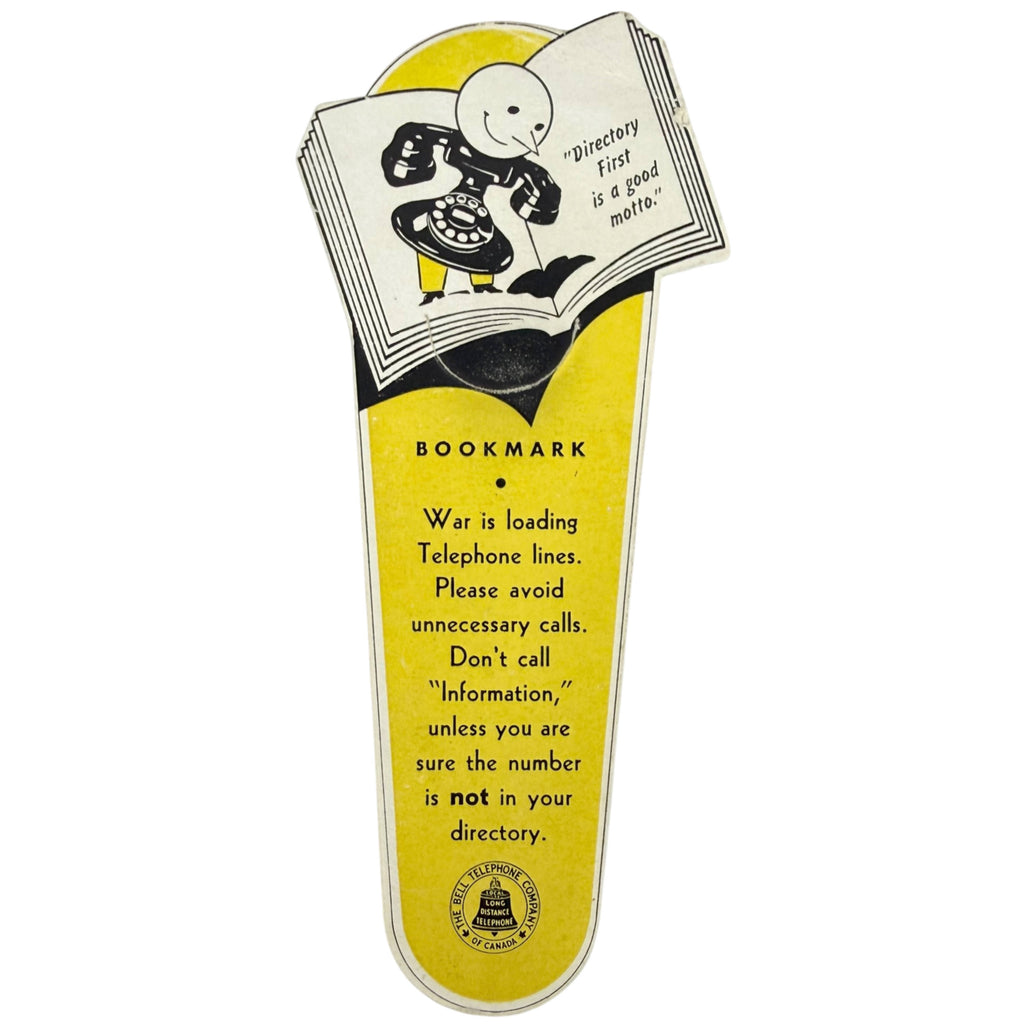 Bell Telephone Company of Canada WWII bilingual bookmark front
