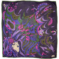 Vintage 1970 Psychedelic Scarf Butterfly Lady Bellotti Italy