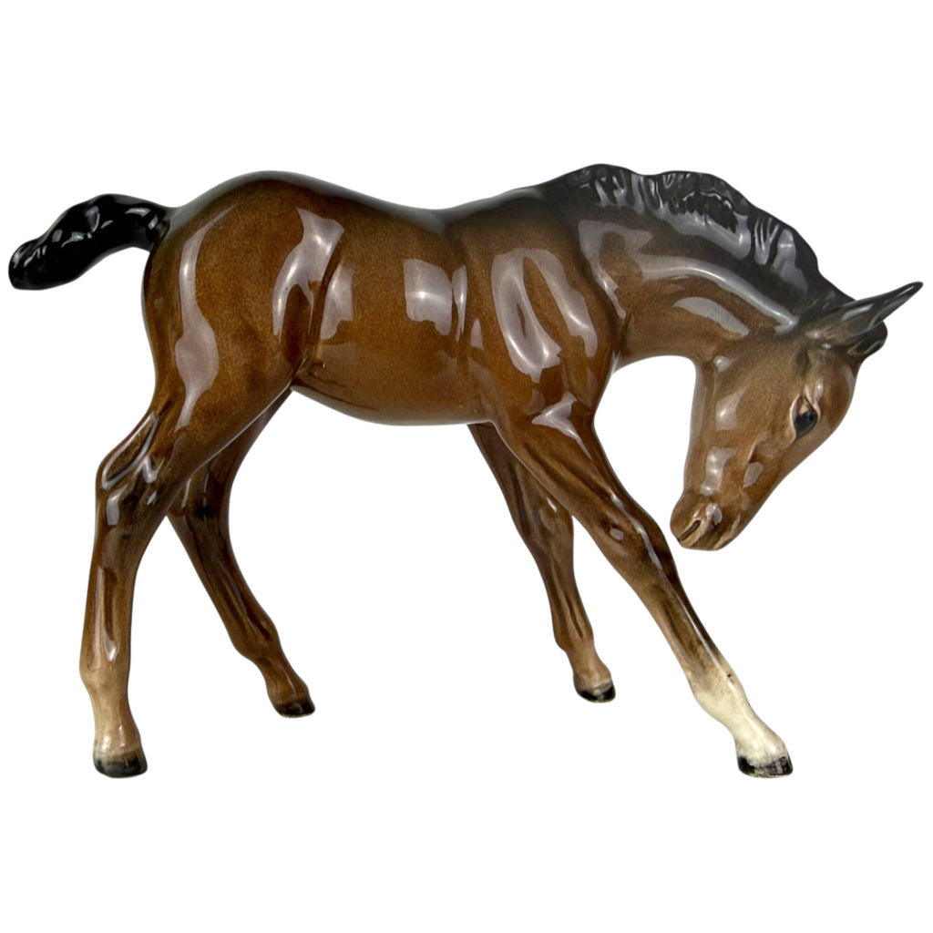 Vintage Beswick Large Foal Head Down Horse Figurine Model 947 Gloss Bay Arthur Gredington