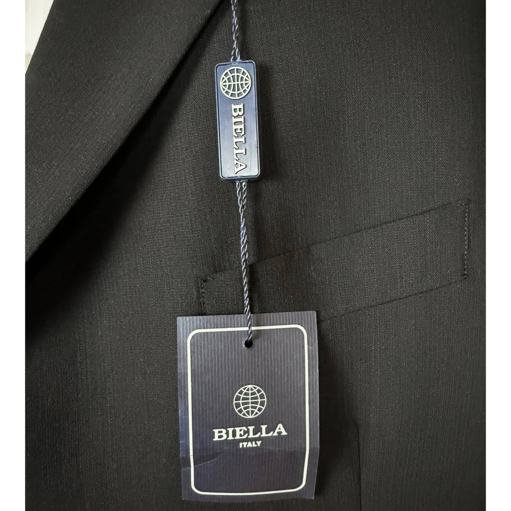 NWT Vintage Biella Italy Suit Jacket Black Wool Size 52R