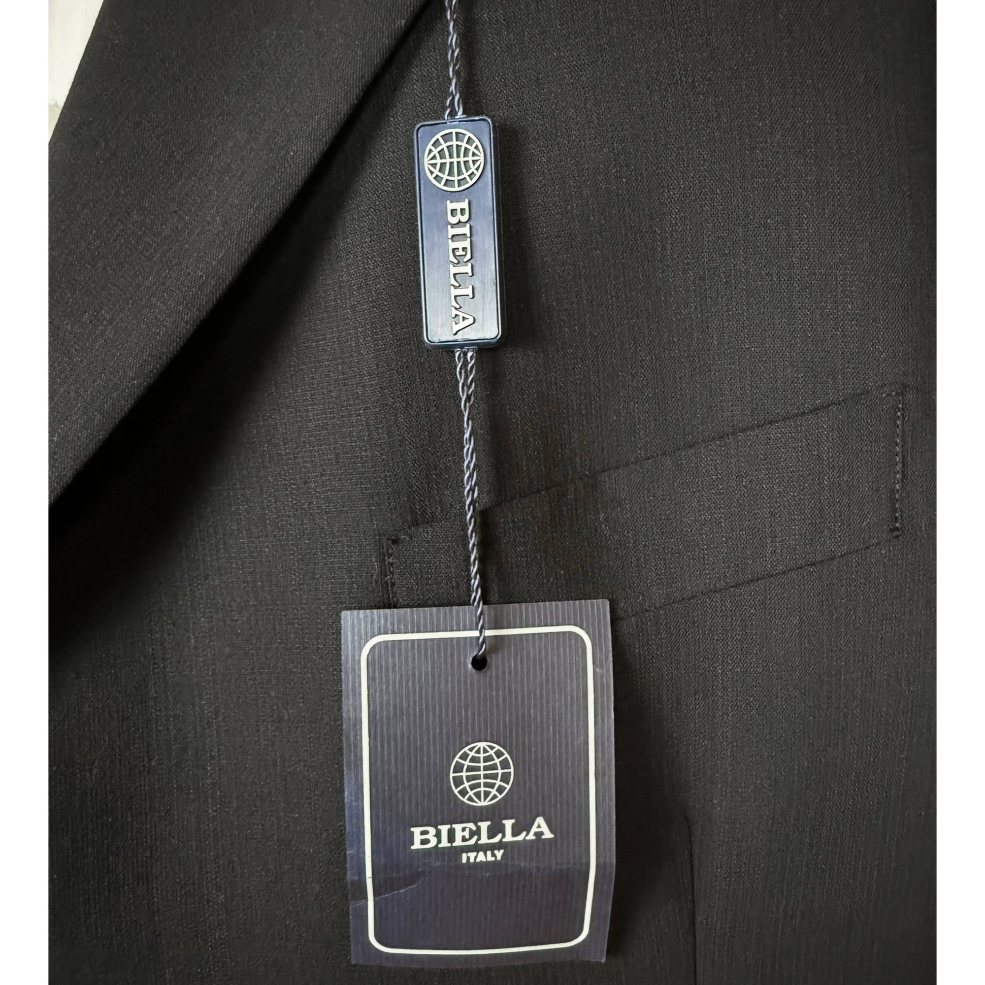 NWT Vintage Biella Italy Suit Jacket Black Wool Size 52R