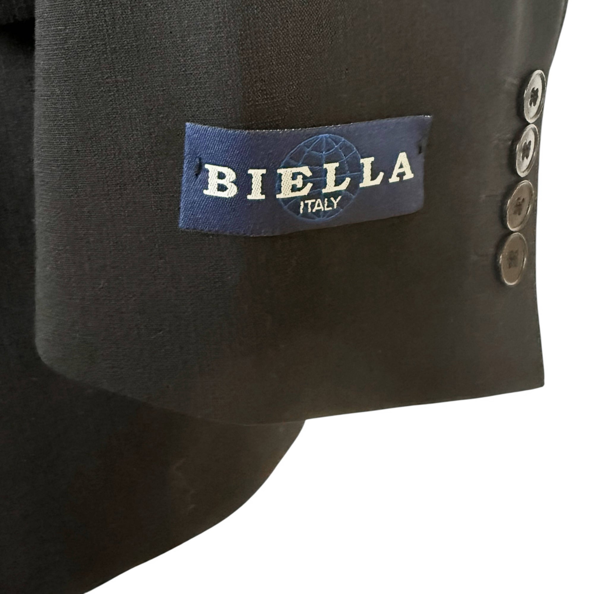 NWT Vintage Biella Italy Suit Jacket Black Wool Size 52R