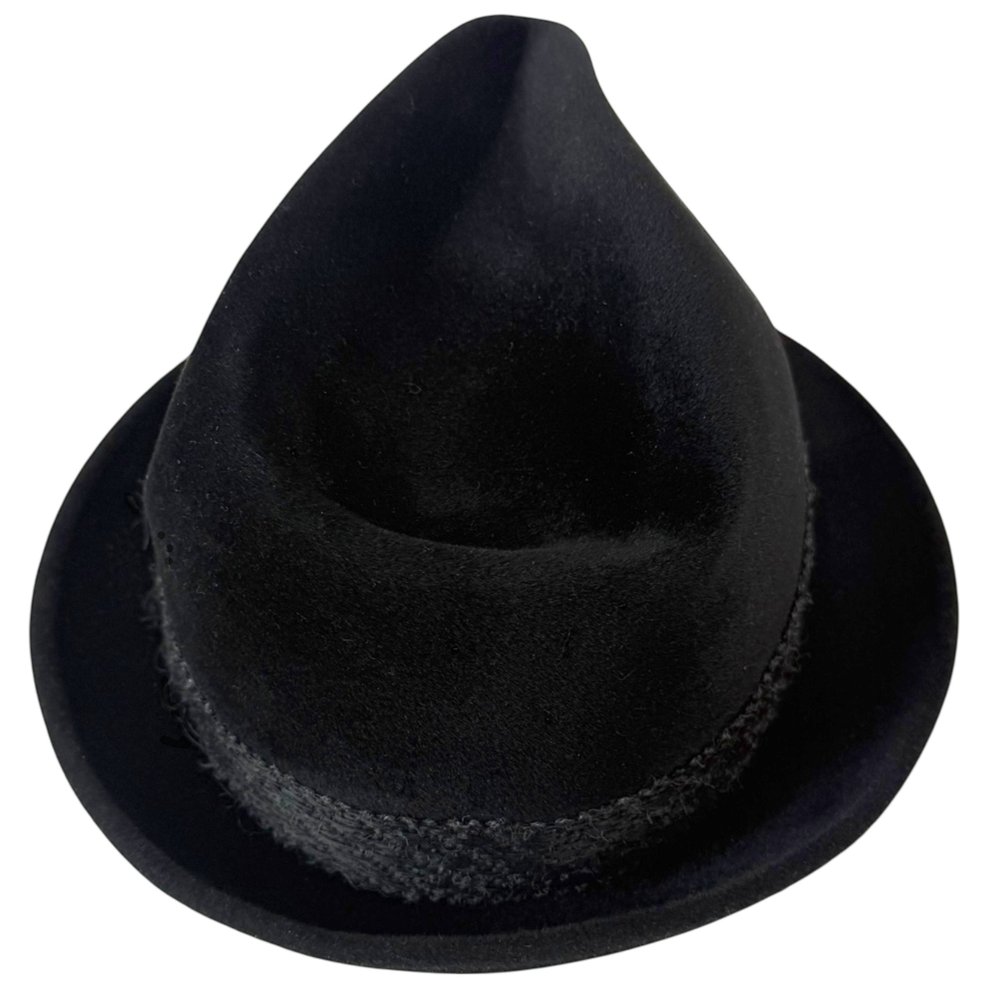 Black velour fedora top view