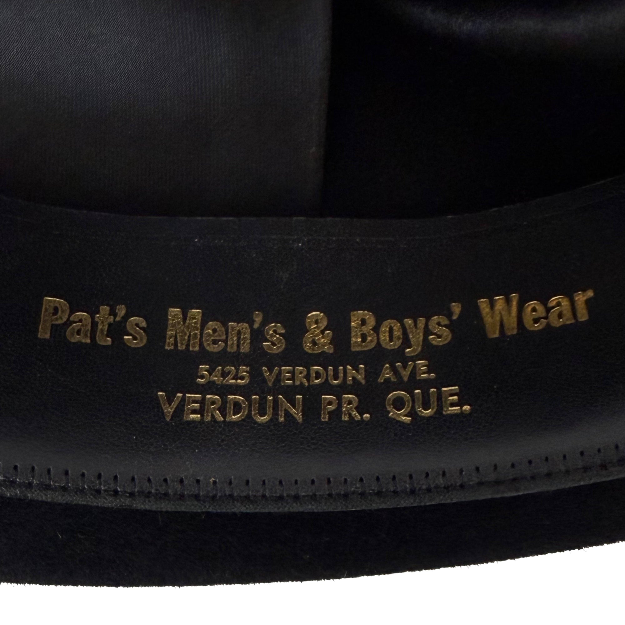 Retailer stamp Pat’s Men’s & Boys’ Wear Verdun Quebec