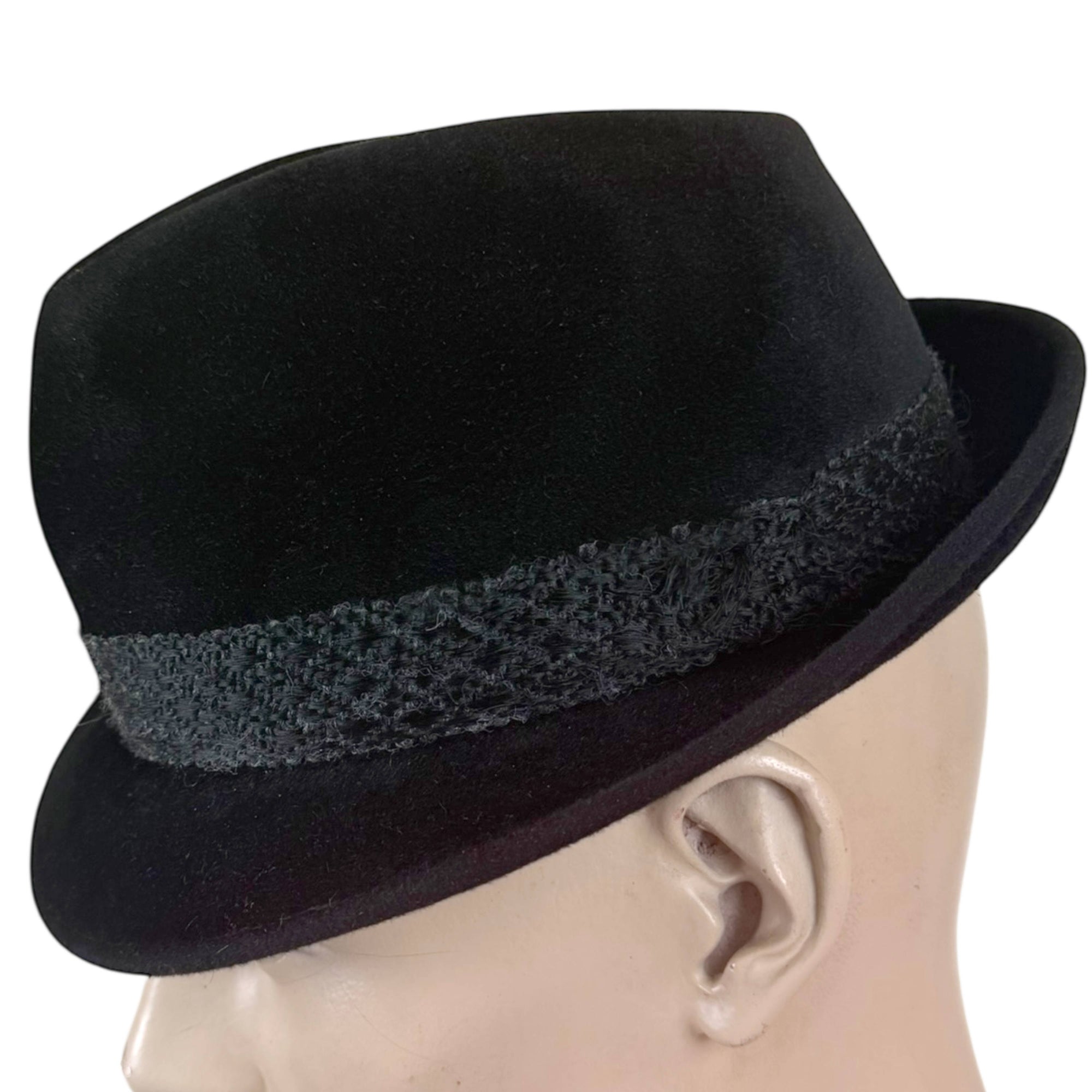 Black Biltmore velour fur felt fedora profile