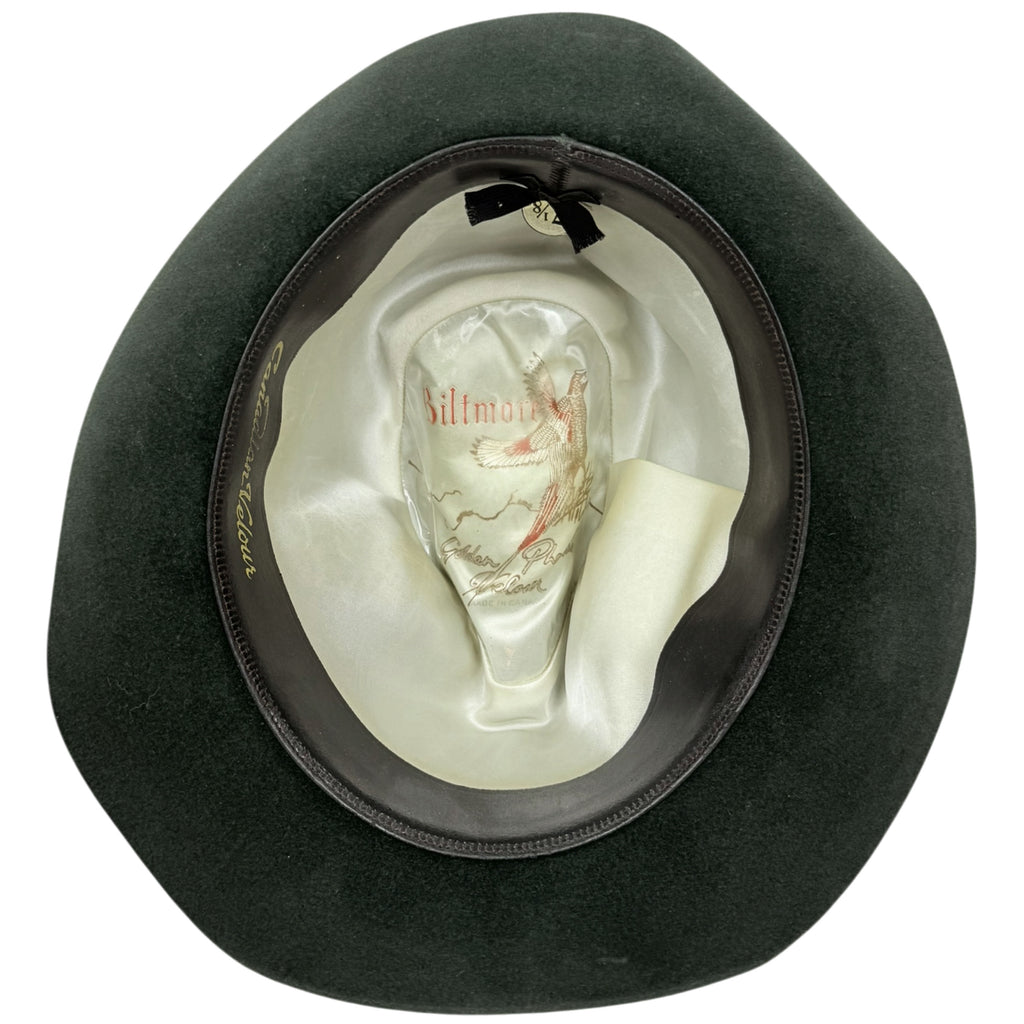 Vintage Biltmore Fedora Golden Pheasant Green Velour 7 1/8
