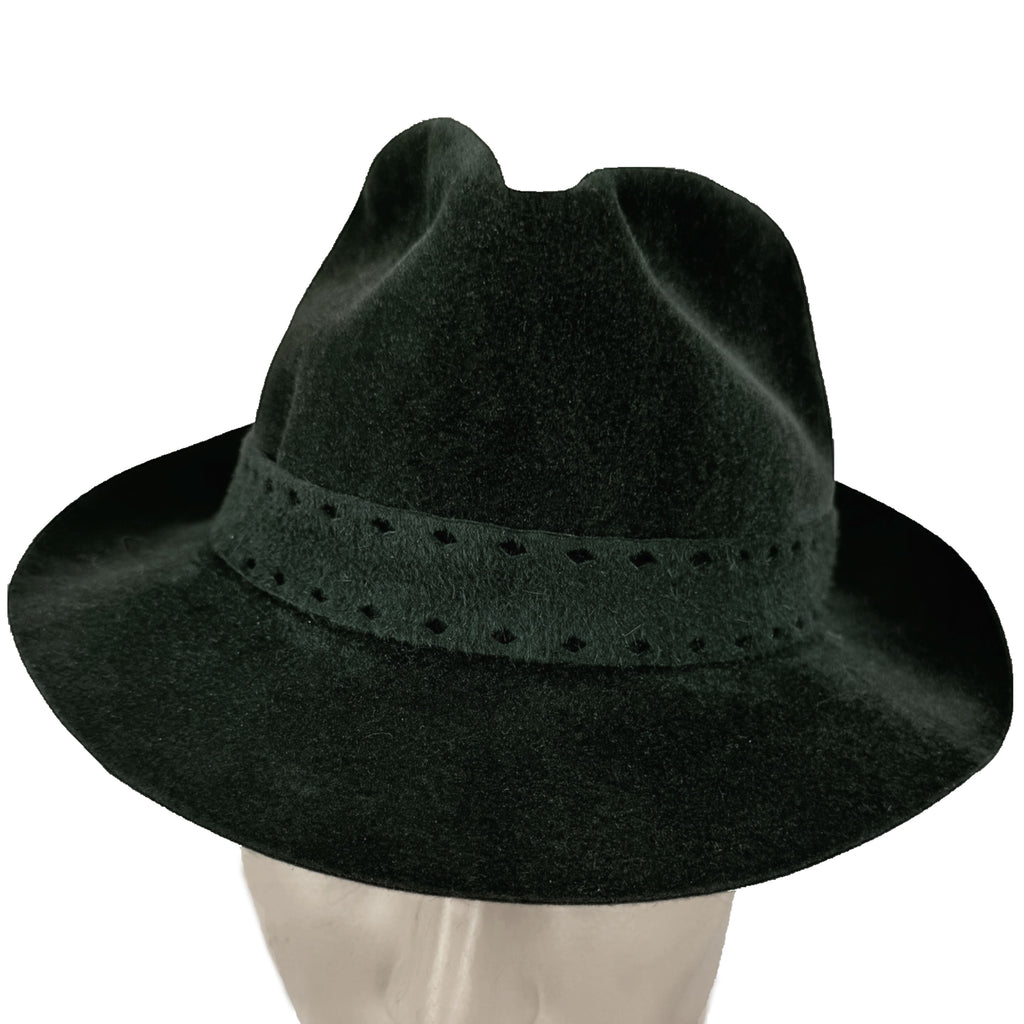 Vintage Biltmore Fedora Golden Pheasant Green Velour 7 1/8