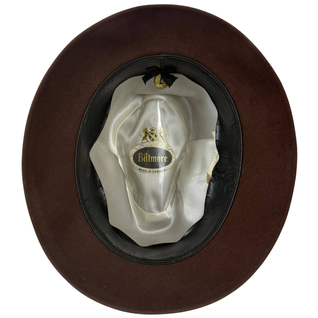 Vintage Biltmore brown fedora size 7 interior 
view