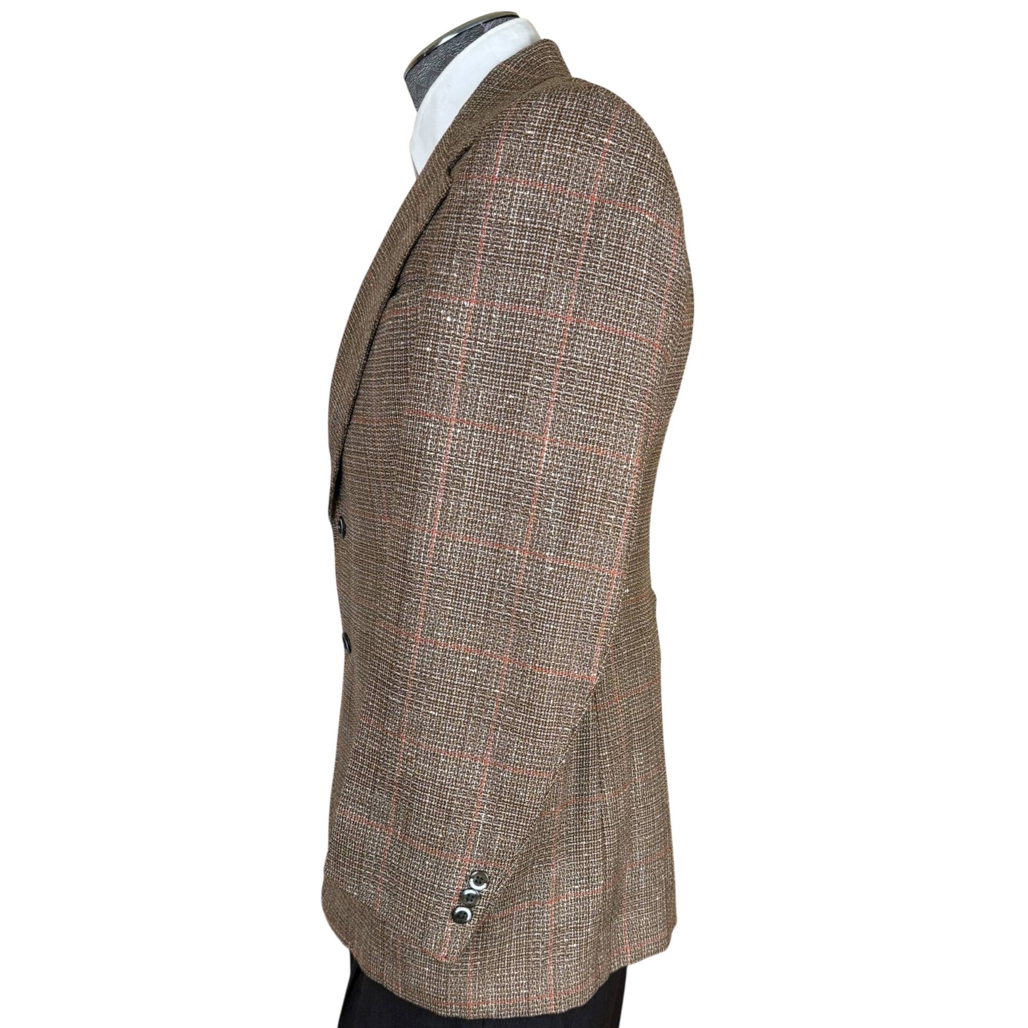 Vintage 1970s Sport Jacket Brown Plaid Wool Eaton Birkdale De Luxe Size 40 Short
