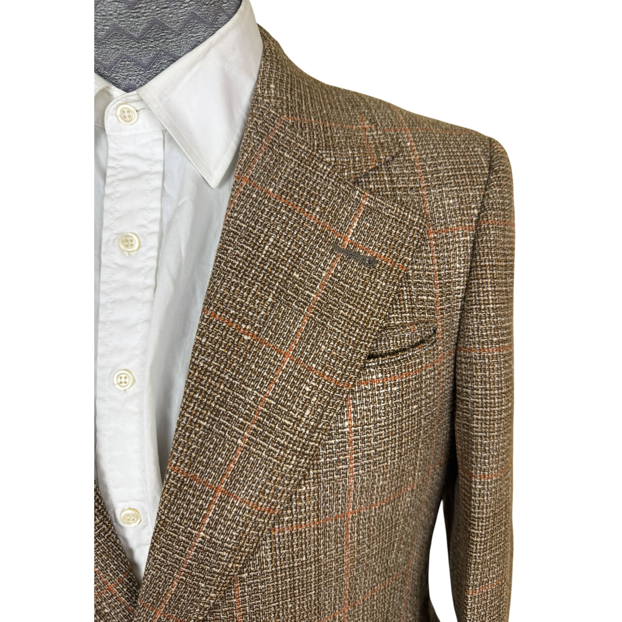 Vintage 1970s Sport Jacket Brown Plaid Wool Eaton Birkdale De Luxe Size 40 Short