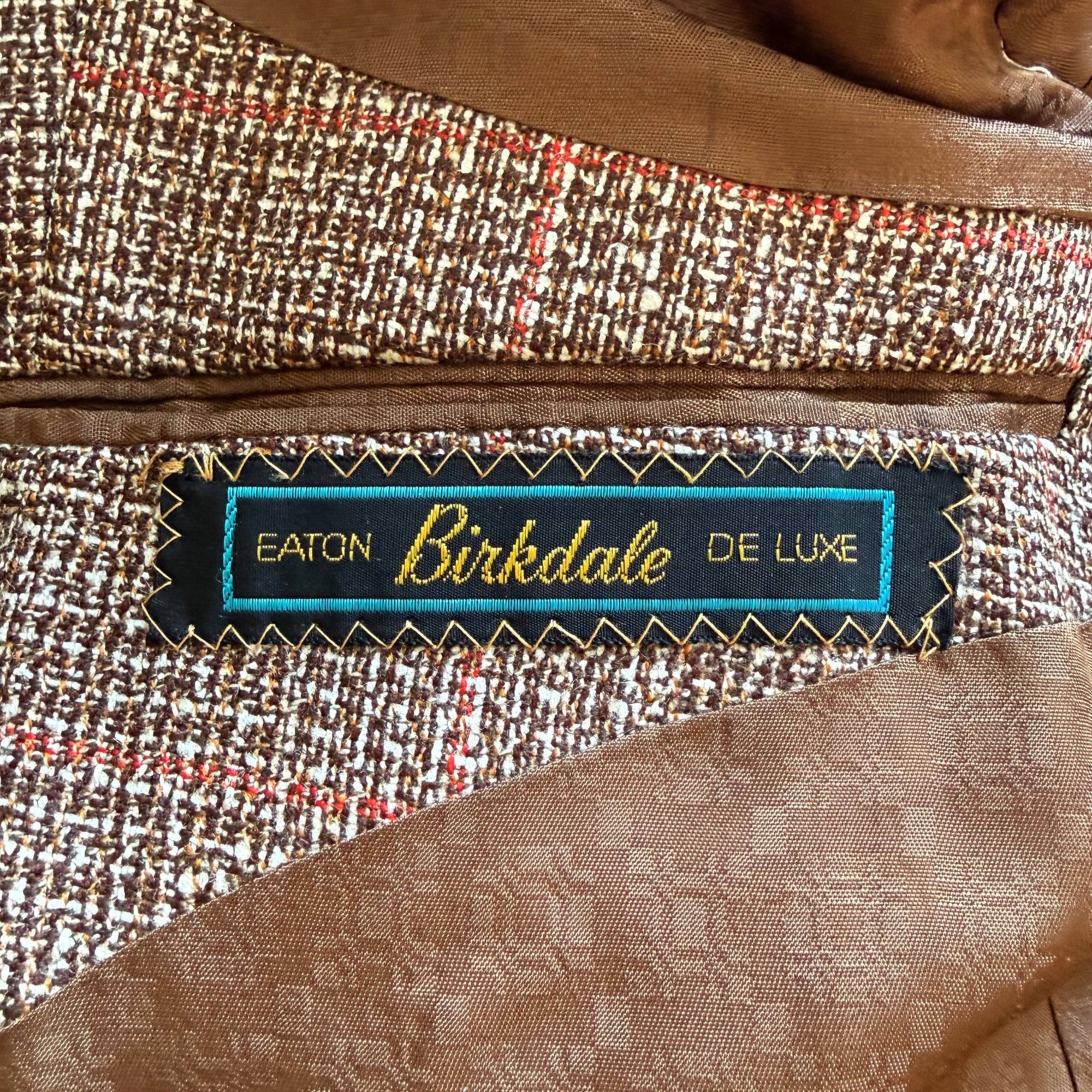 Vintage 1970s Sport Jacket Brown Plaid Wool Eaton Birkdale De Luxe Size 40 Short