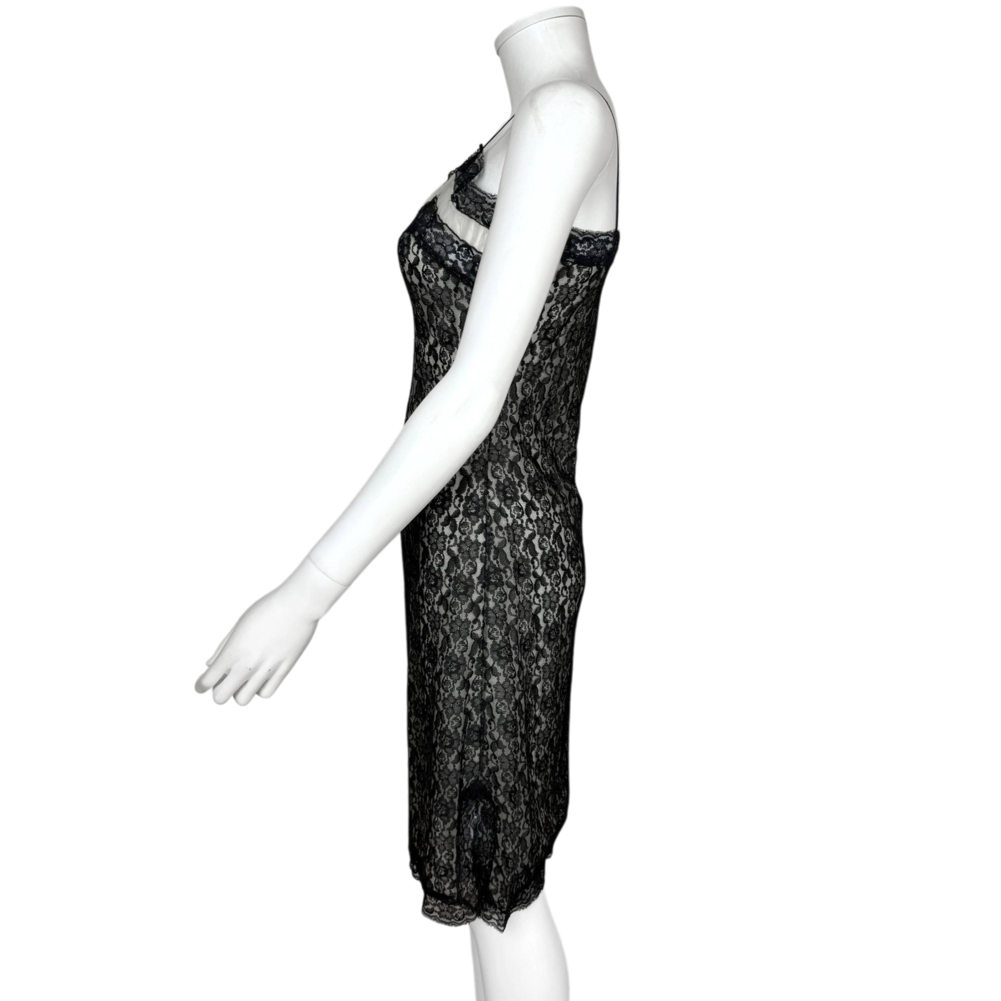 Vintage 1950s Black Lace Slip Size M
