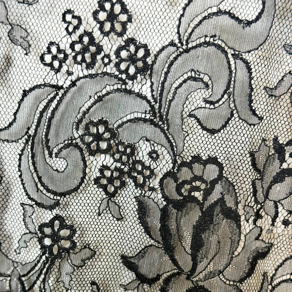 1950s Vintage Black Lace Blouse Chantilly Top Size M