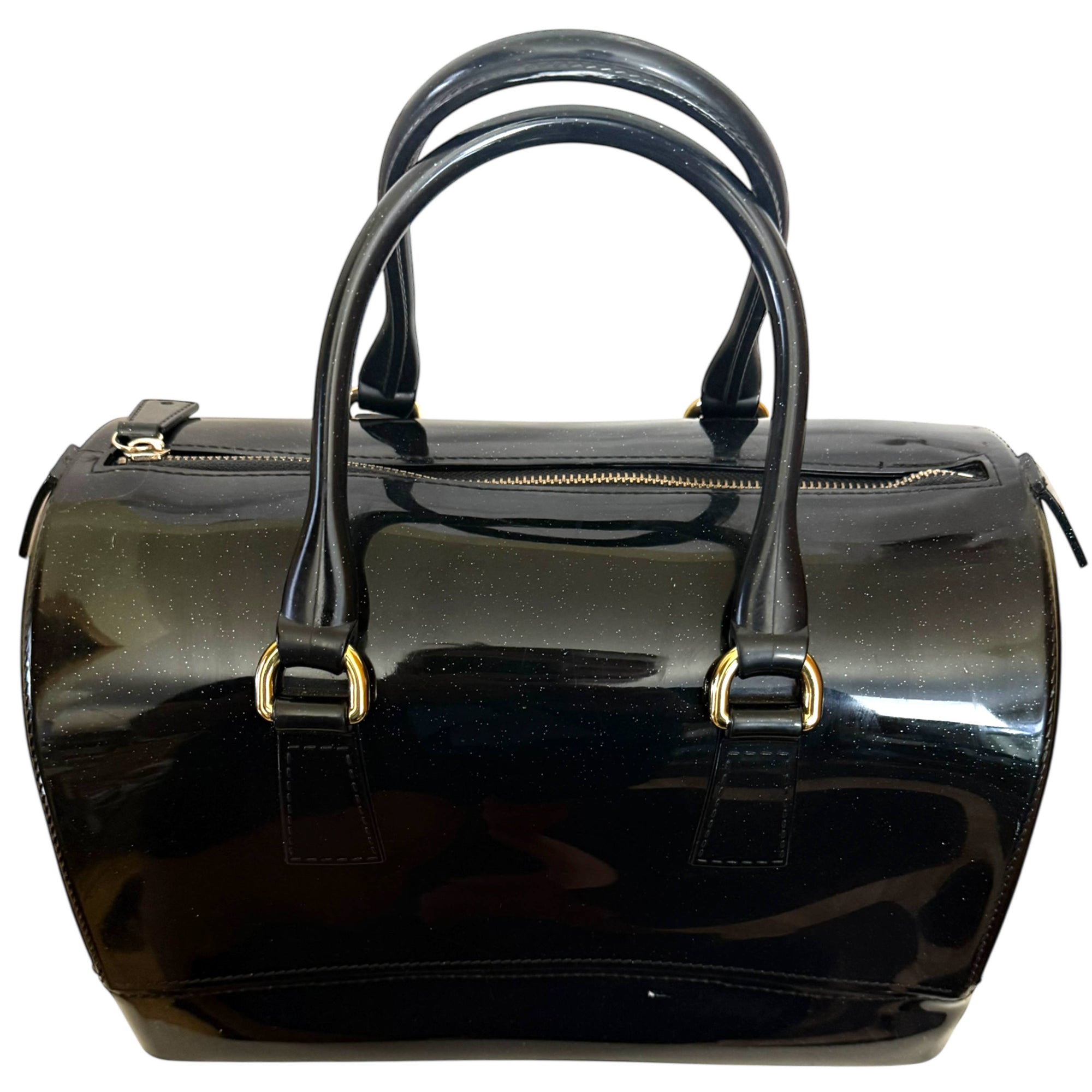 Vintage 1960s Glitter Vinyl Handbag Doctor’s Bag Style – Structured Bowler Bag