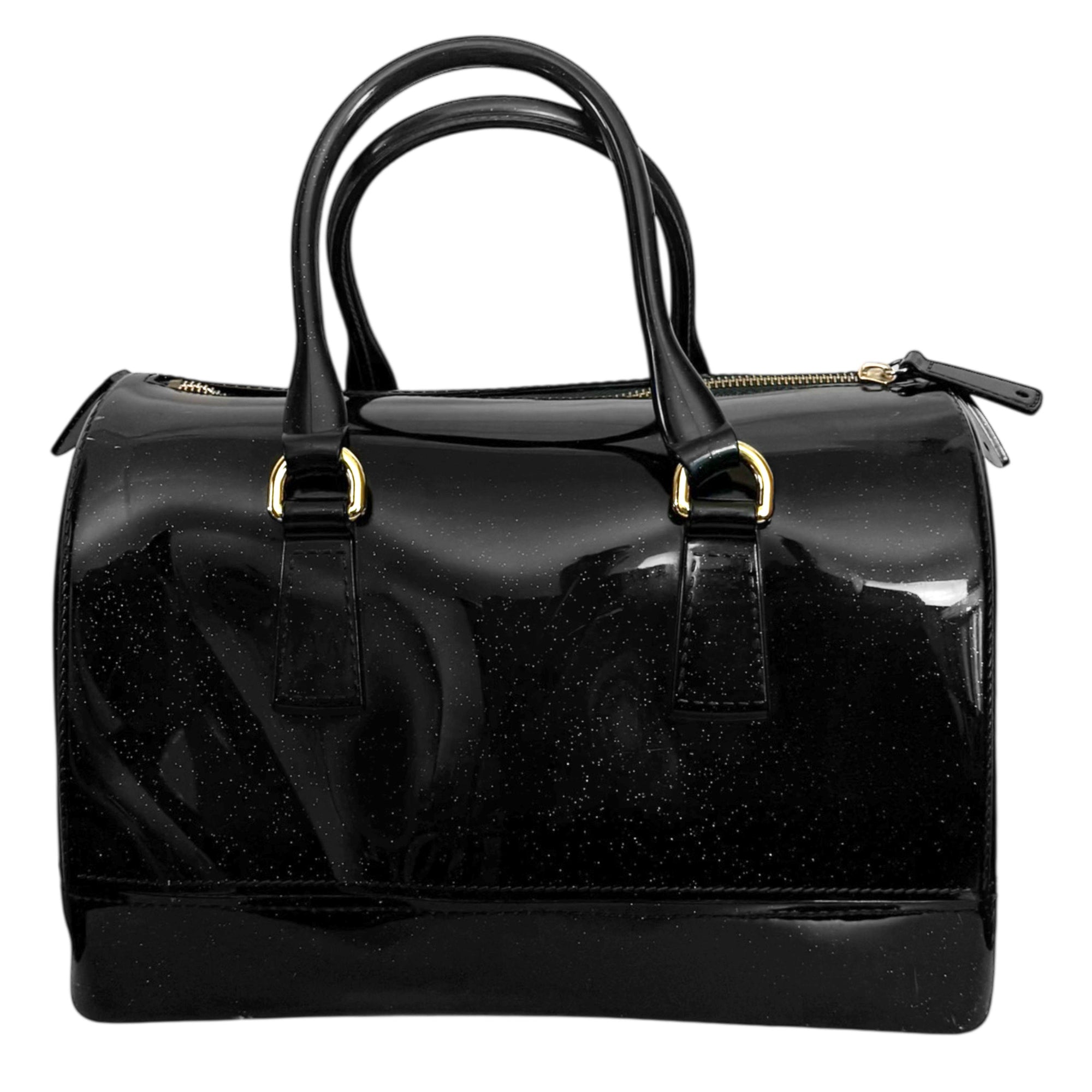 Vintage 1960s Glitter Vinyl Handbag Doctor’s Bag Style – Structured Bowler Bag