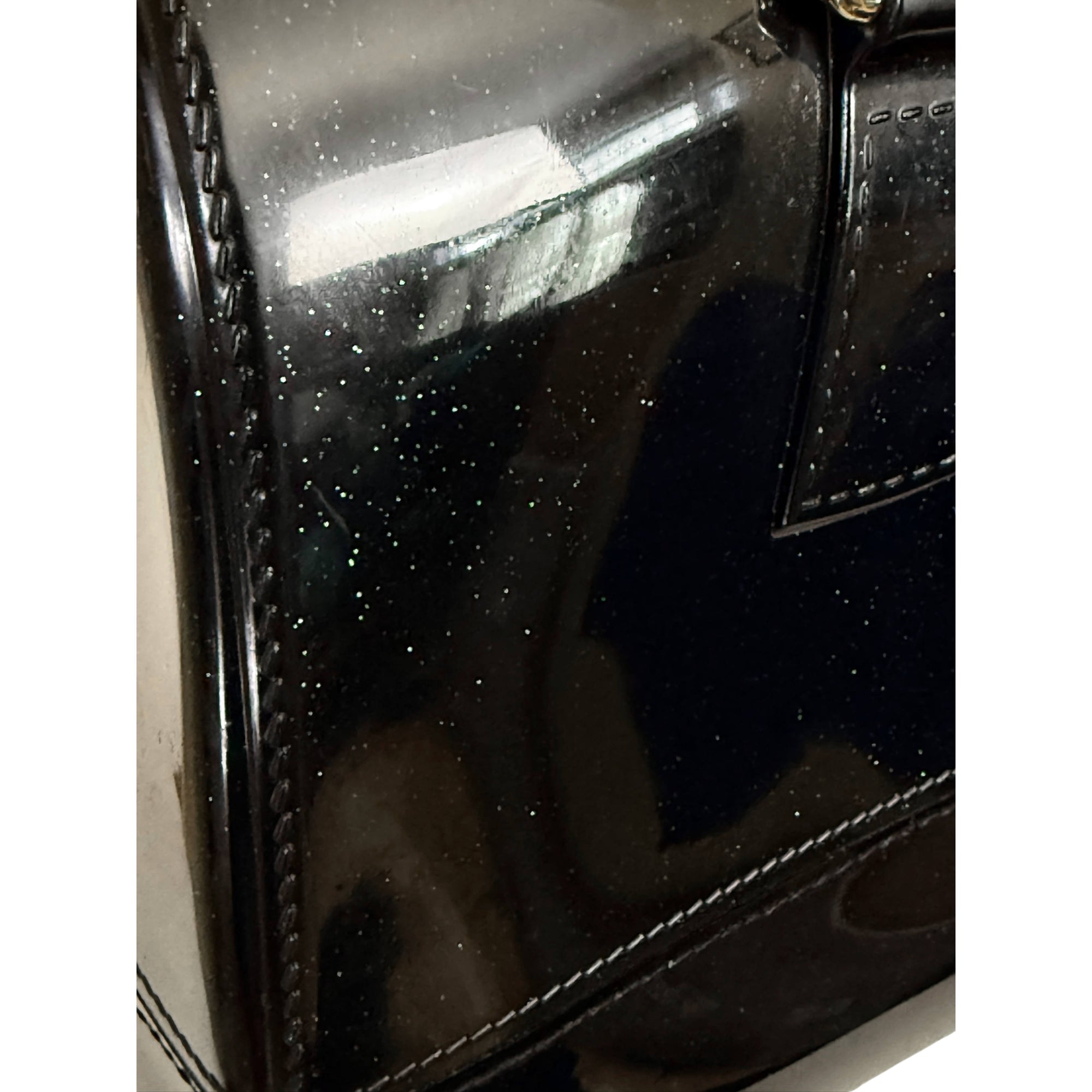 Vintage 1960s Glitter Vinyl Handbag Doctor’s Bag Style – Structured Bowler Bag