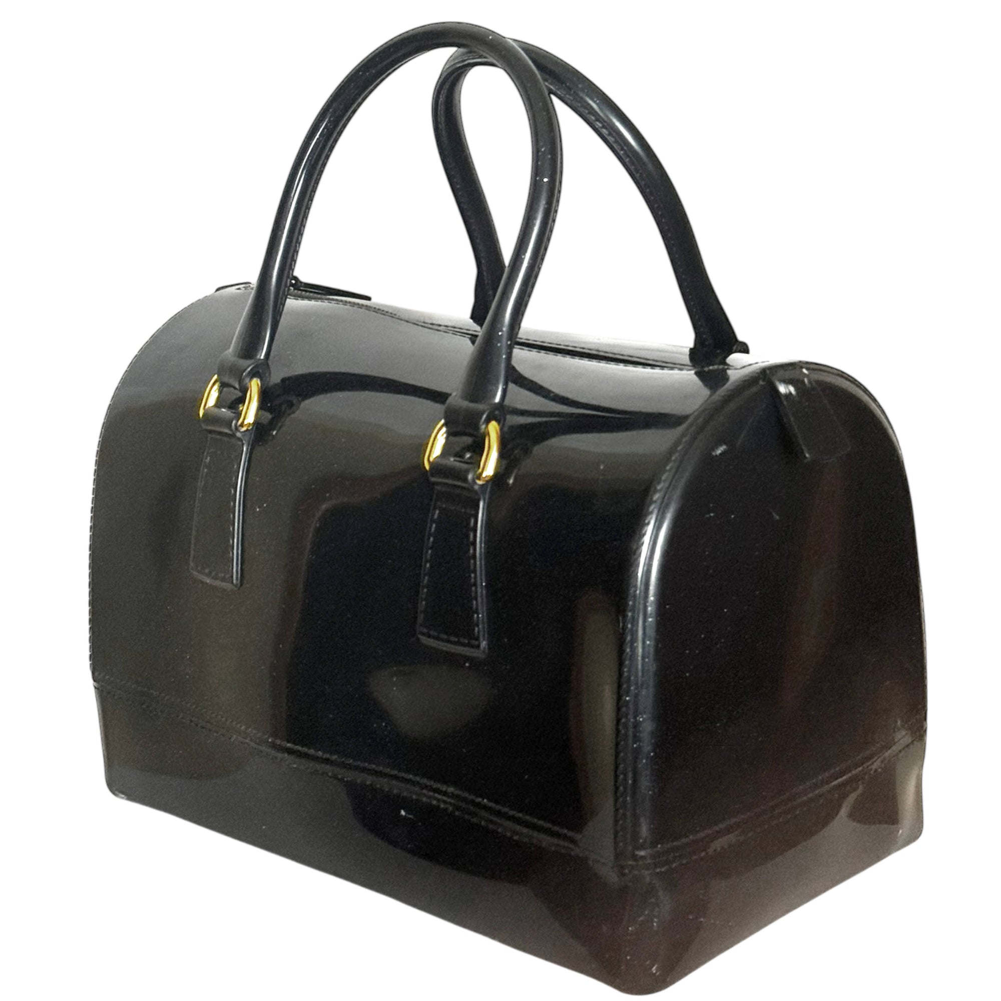 Vintage 1960s Glitter Vinyl Handbag Doctor’s Bag Style – Structured Bowler Bag