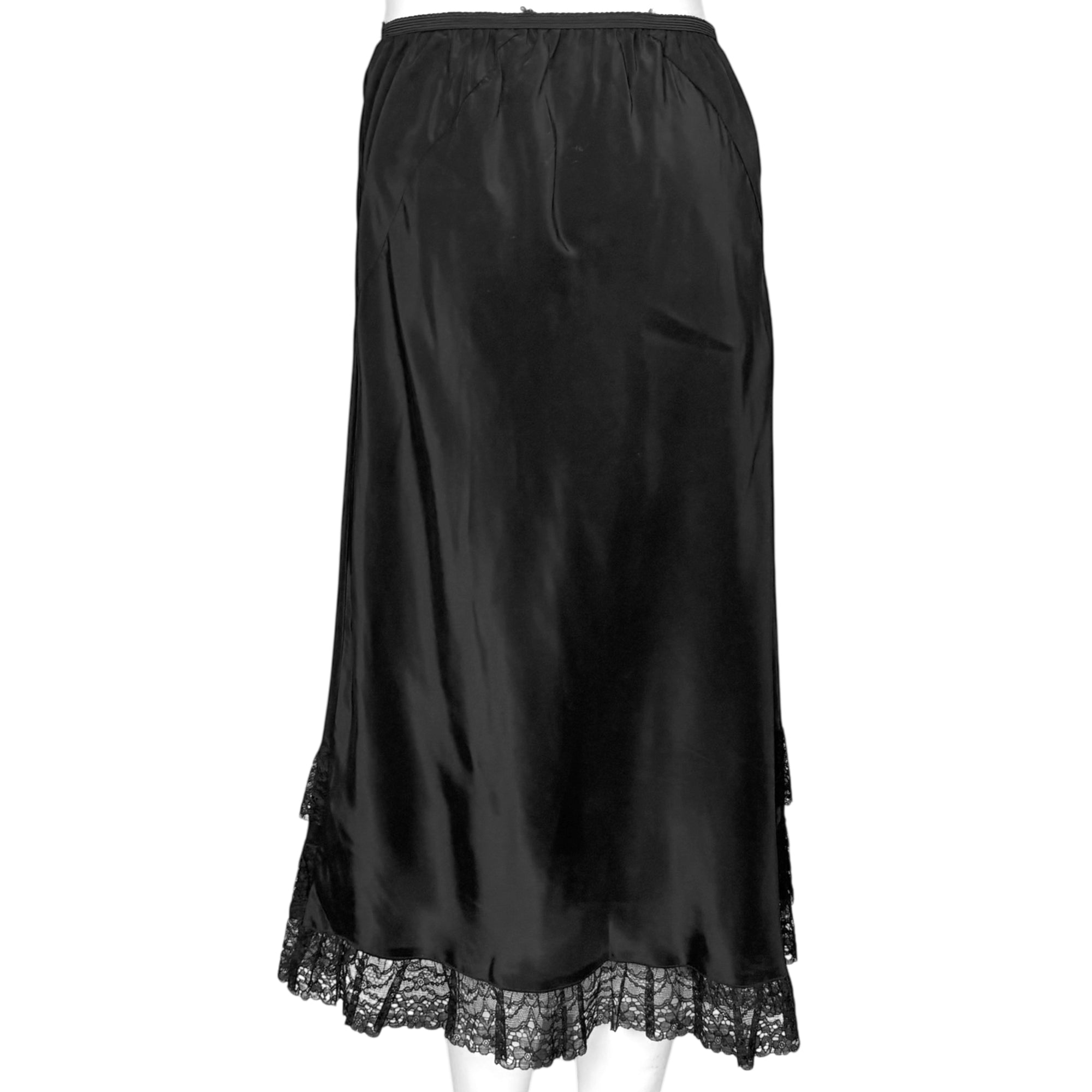 Back view of vintage black taffeta petticoat slip